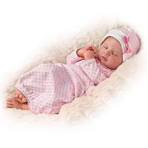 The Ashton-Drake Galleries Sweet Dreams, Serenity Breathes TrueTouch™ Silicone with Hand-Rooted Hair - Lifelike, Realistic Newborn Baby Doll 18-inches