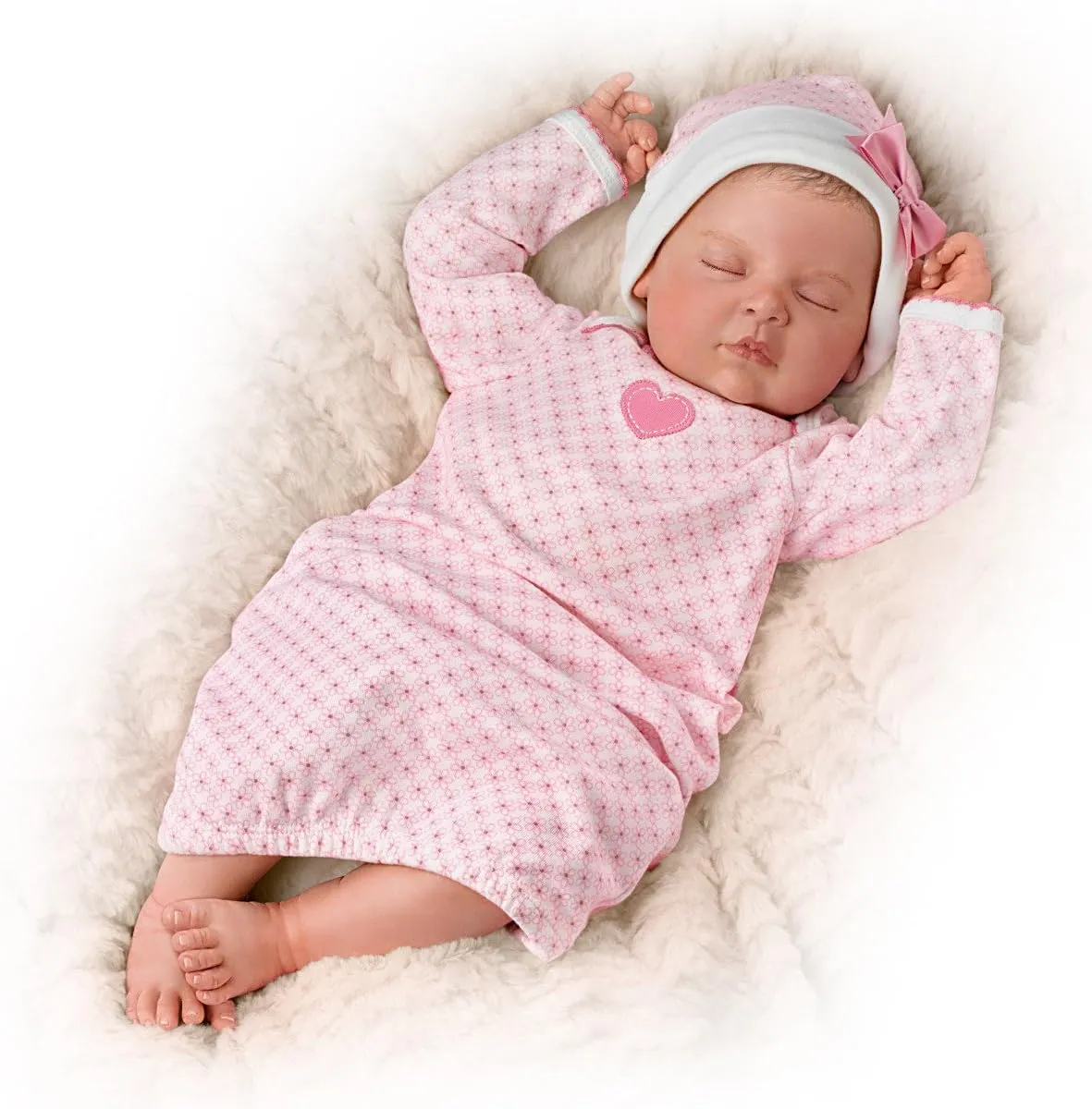The Ashton-Drake Galleries Sweet Dreams, Serenity Breathes TrueTouch™ Silicone with Hand-Rooted Hair - Lifelike, Realistic Newborn Baby Doll 18-inches