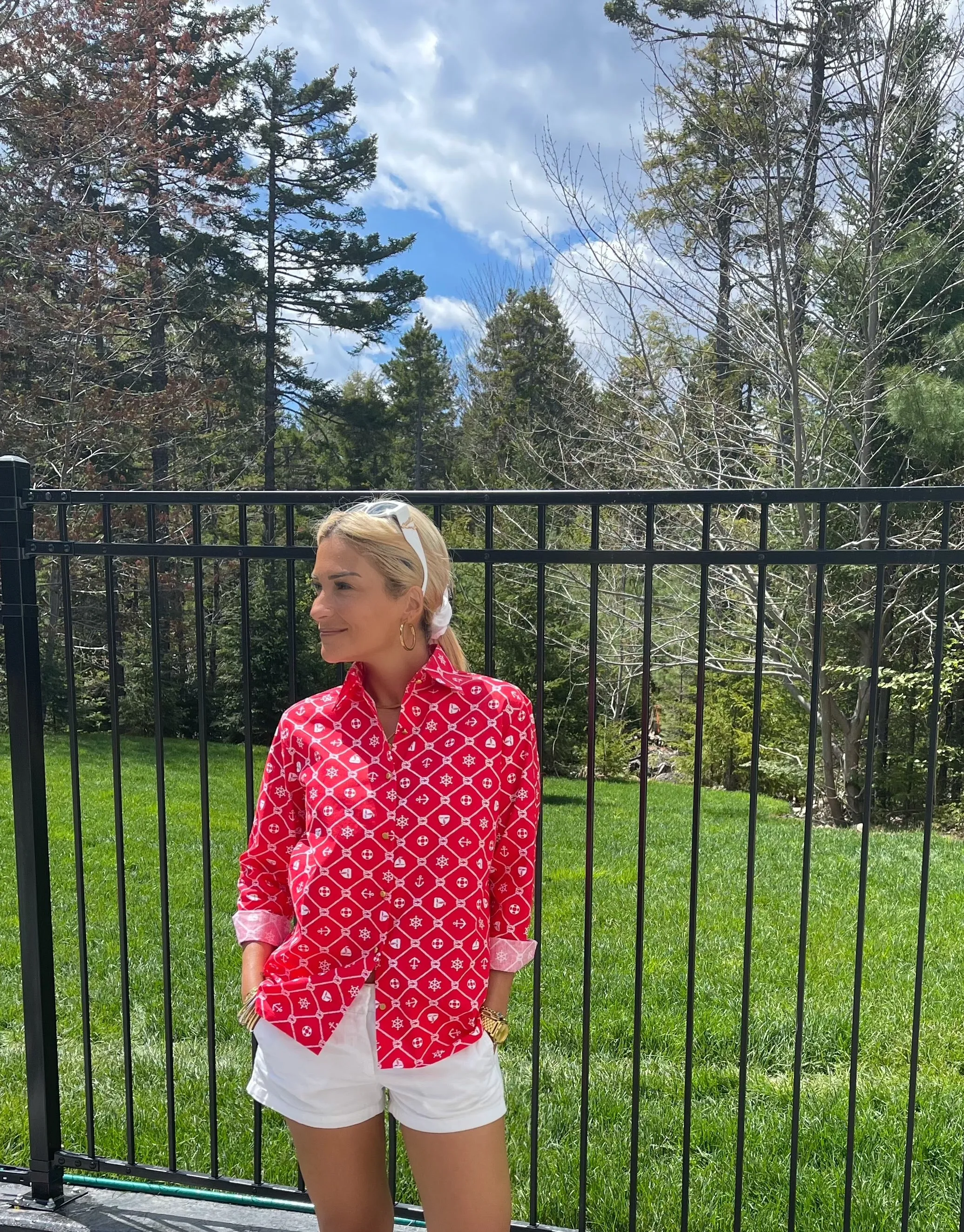 The Boyfriend Shirt in Red Nautical