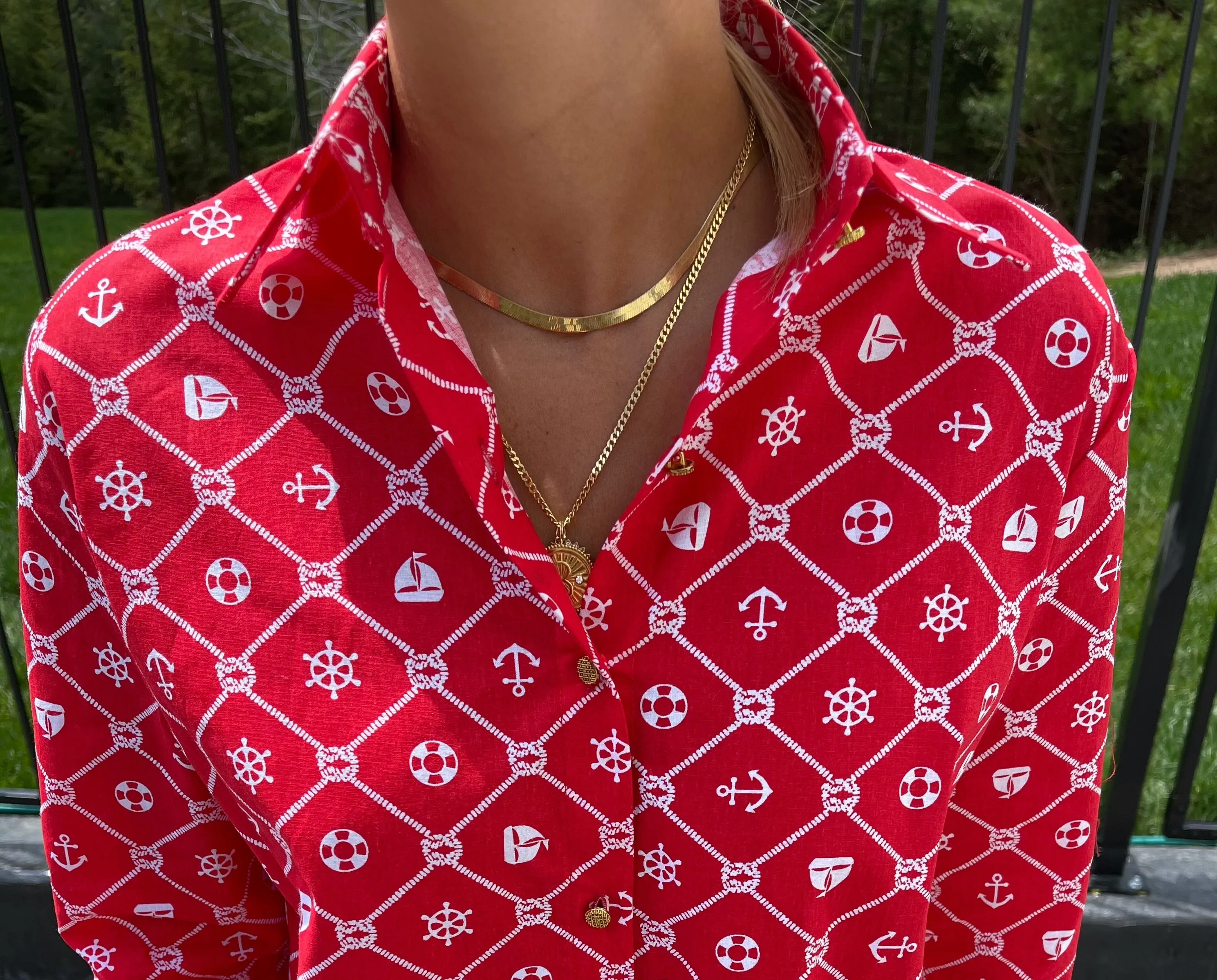 The Boyfriend Shirt in Red Nautical