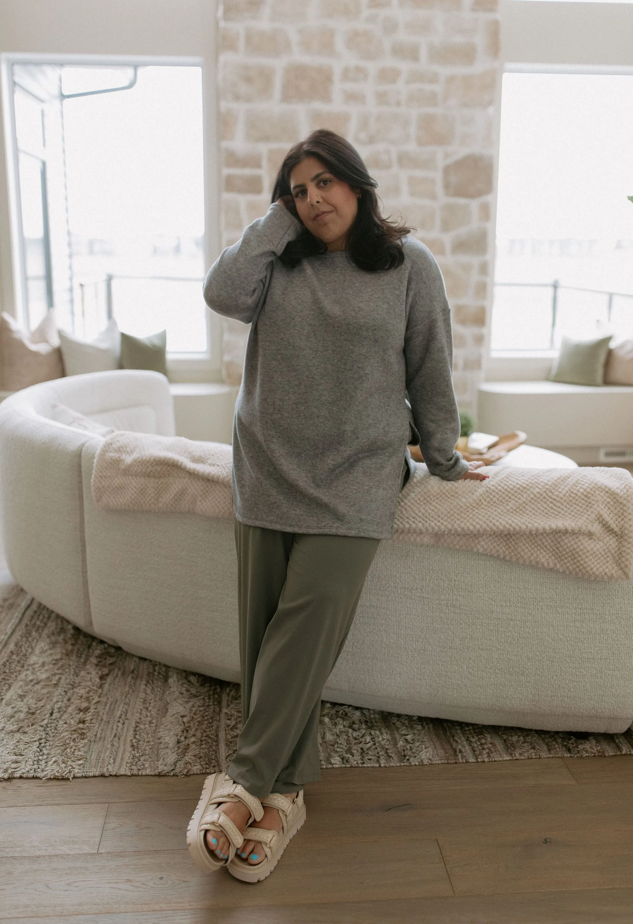 The Gia Tunic Top by NLT - Grey - PLUS