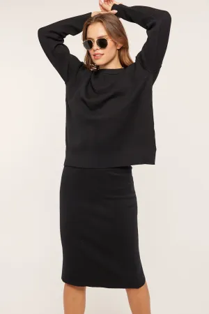 The Huntley Soft Drop Shoulder Sweater in Black