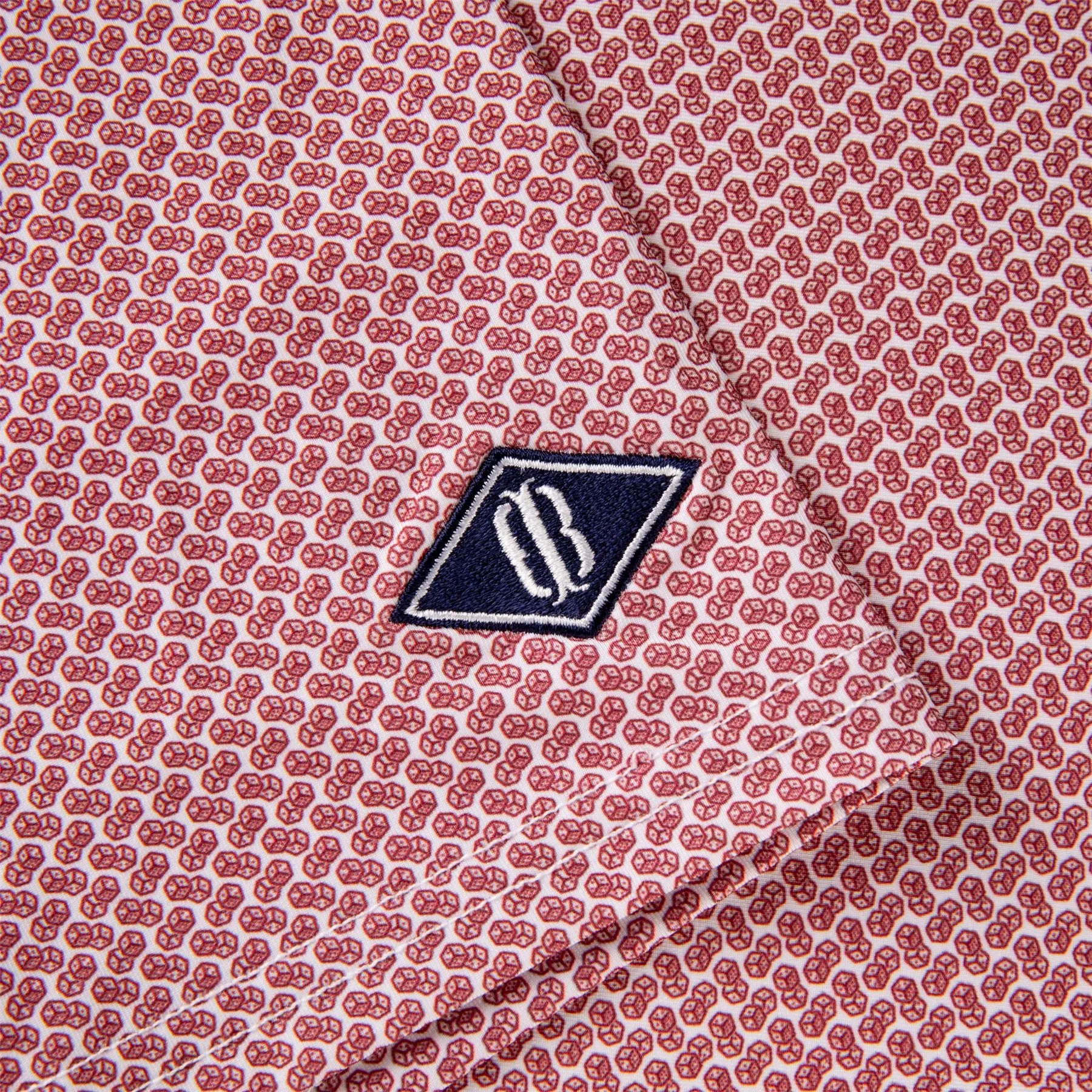 The Sanders Printed Polo White/Port - AW23