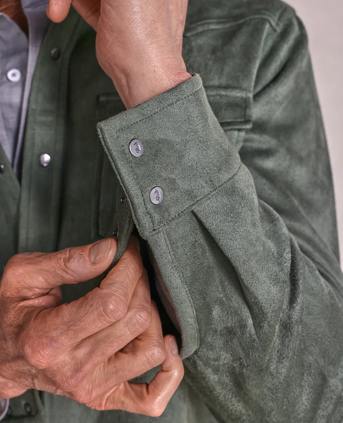The Wyatt - Microsuede Shirt Jacket - Hunter Green