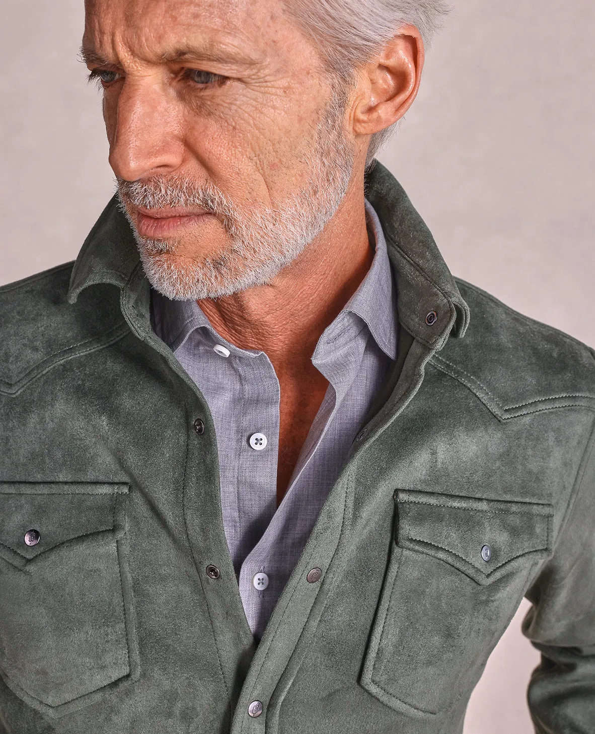 The Wyatt - Microsuede Shirt Jacket - Hunter Green