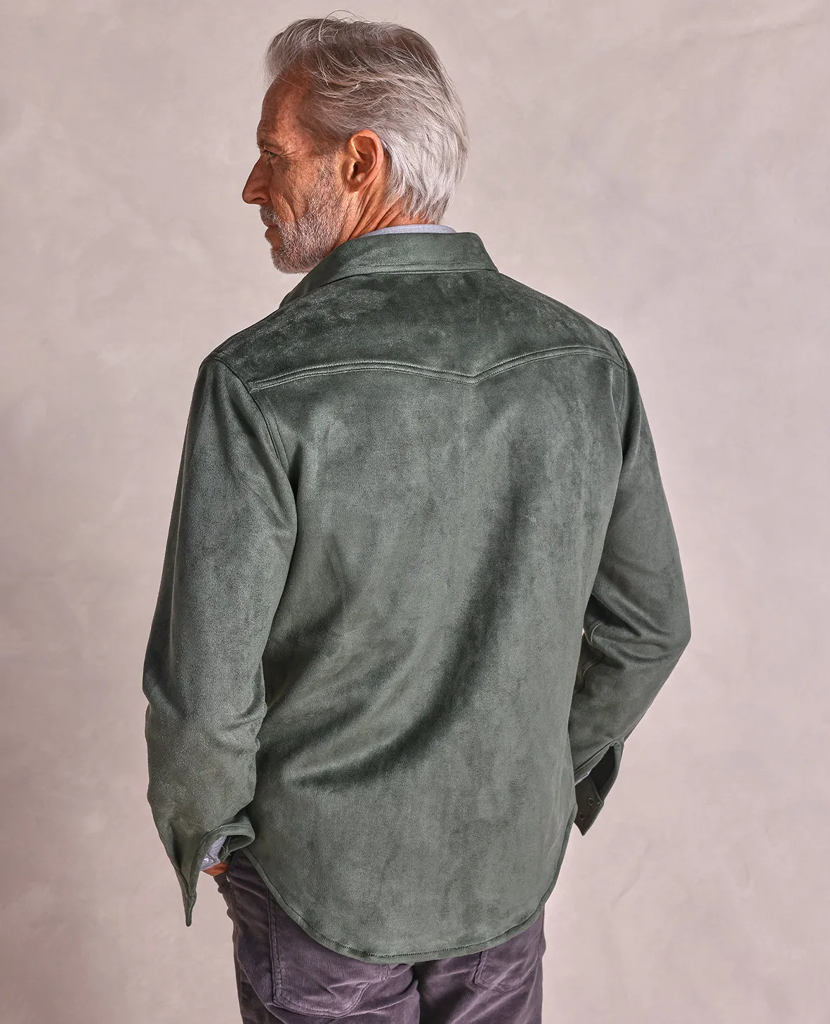 The Wyatt - Microsuede Shirt Jacket - Hunter Green