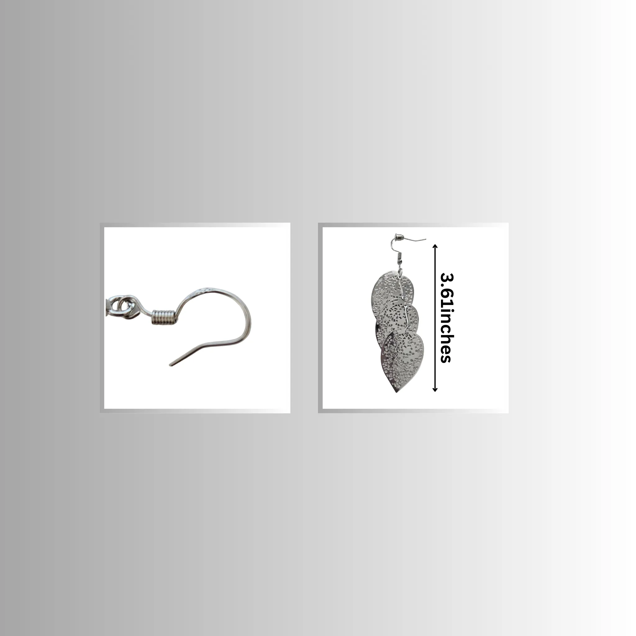 Three Leaf Silver Long Drop Earrings