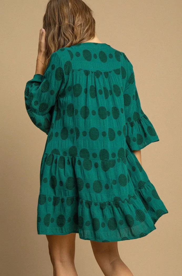 Tiered A-Line Dress with Swiss Dot Details