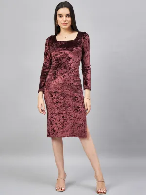 Timeless Brown Velvet Sheath Dress