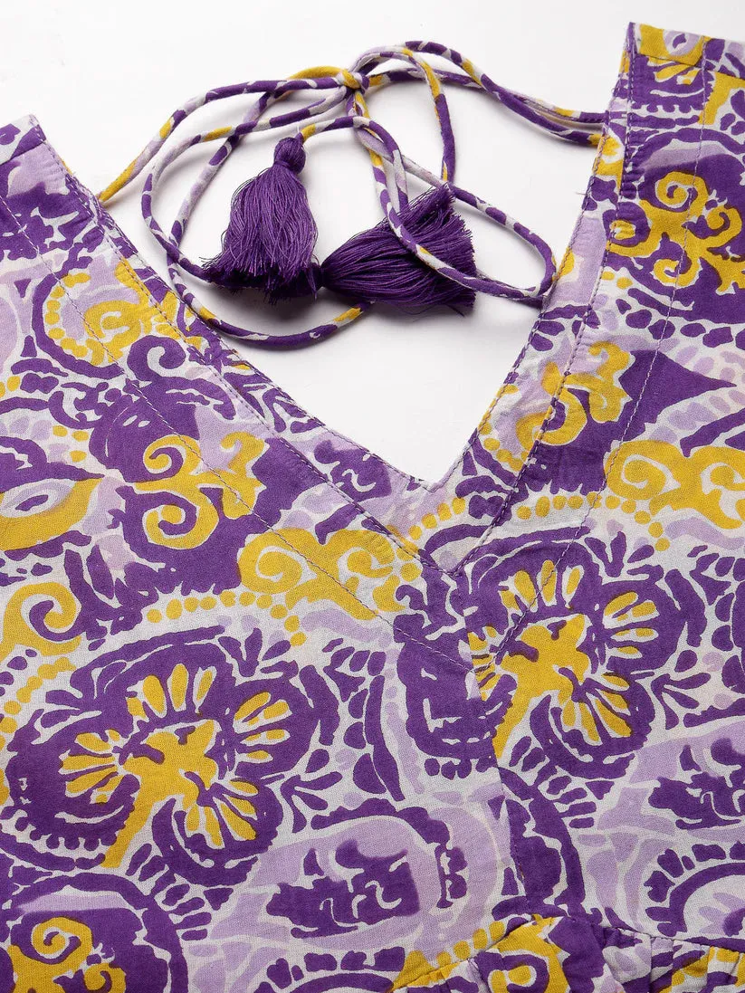 TUNIC-PURPLE, COTTON PRINTED