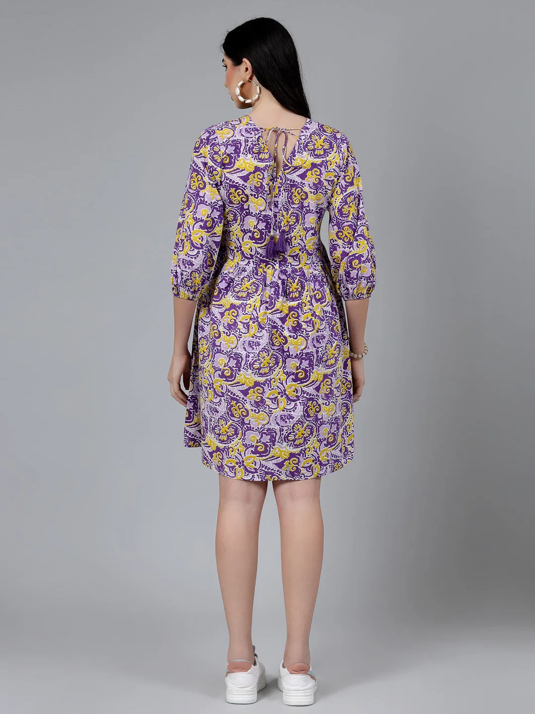 TUNIC-PURPLE, COTTON PRINTED