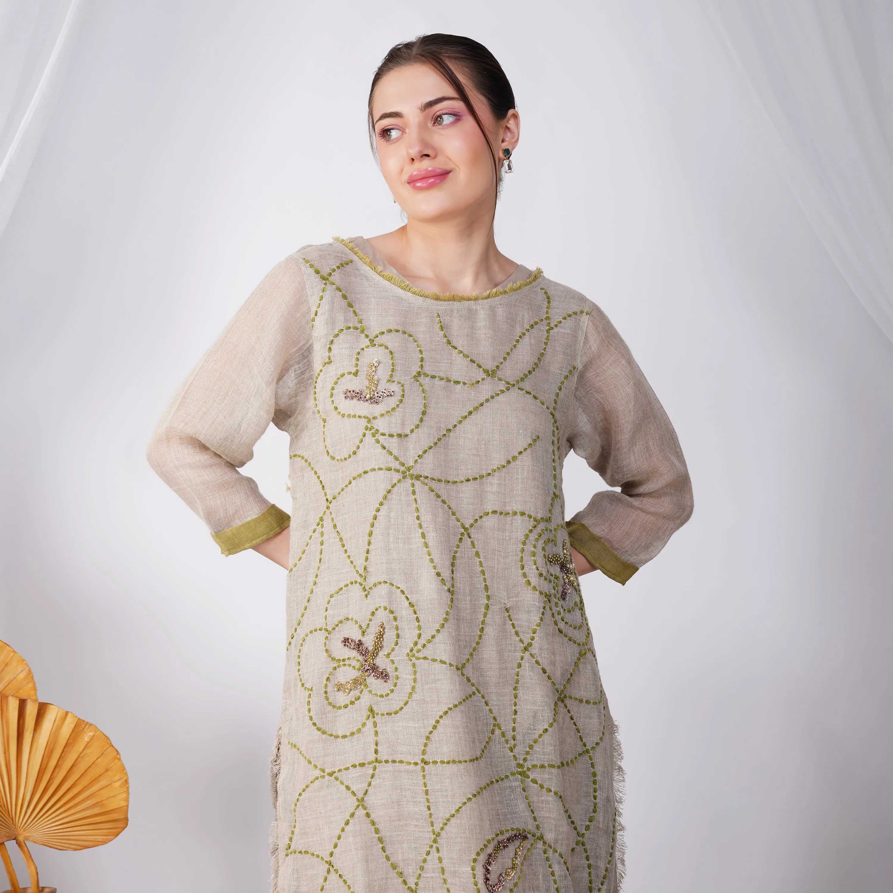 Tunic with Fabric Jaal Embroidery