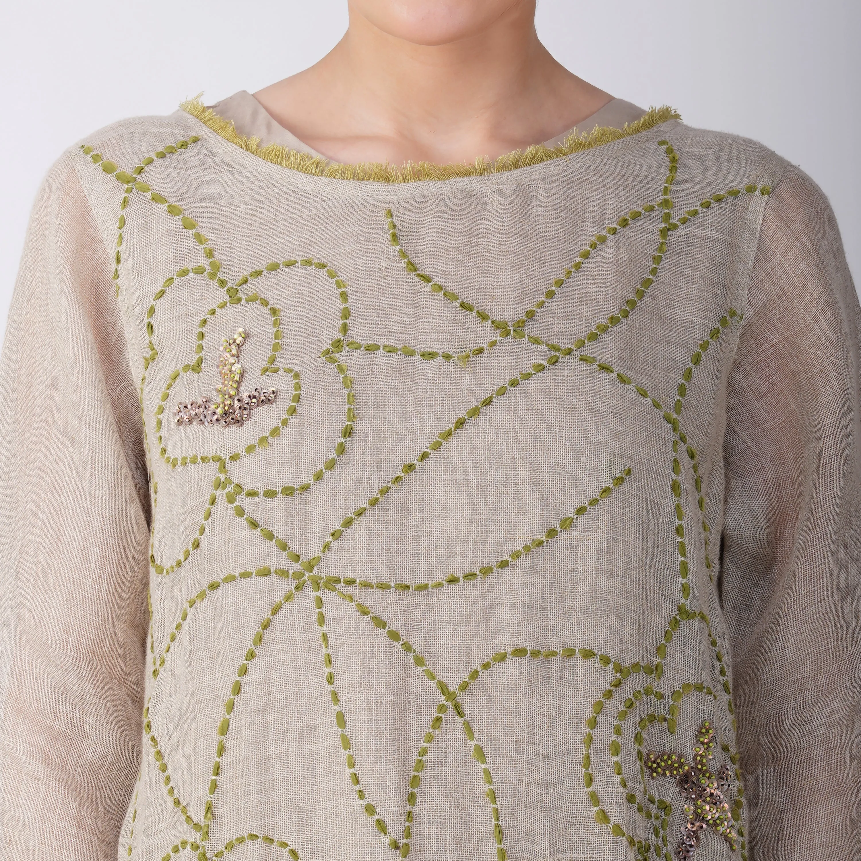 Tunic with Fabric Jaal Embroidery