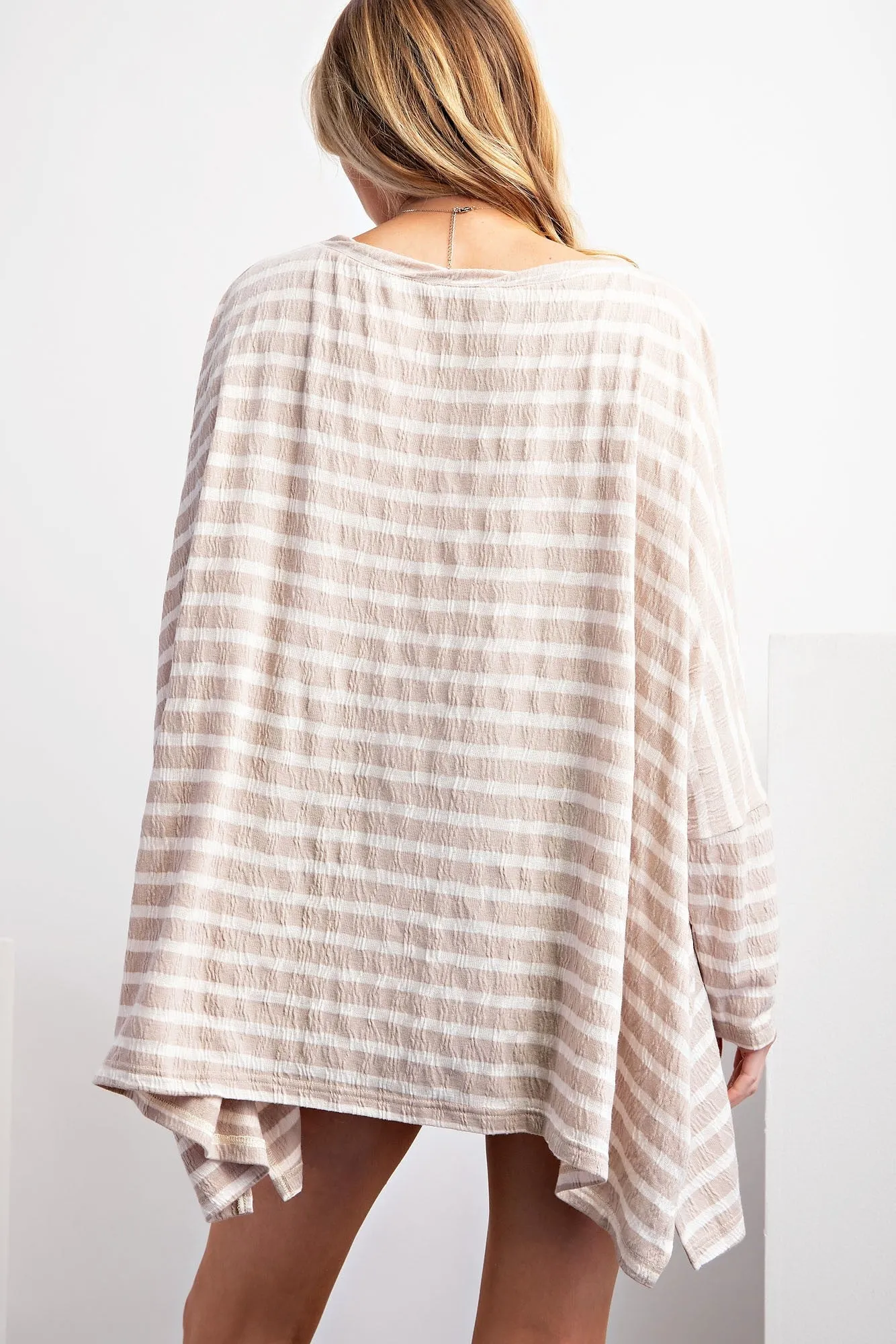 Twisted Neck Oversized Striped Top