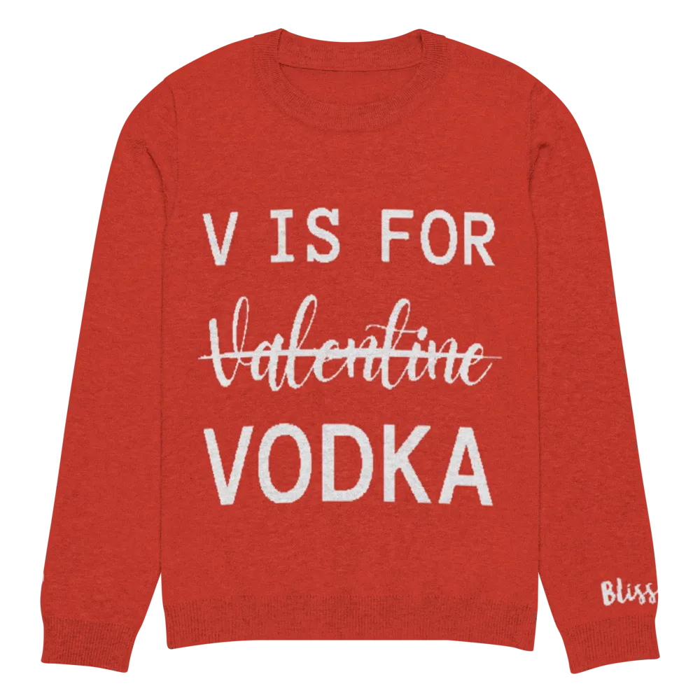 V Is For Vodka Personalized Knit Sweater