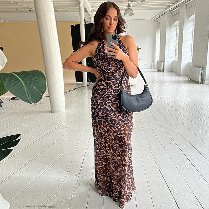 Vanessa Leopard Print Sexy Maxi Dress