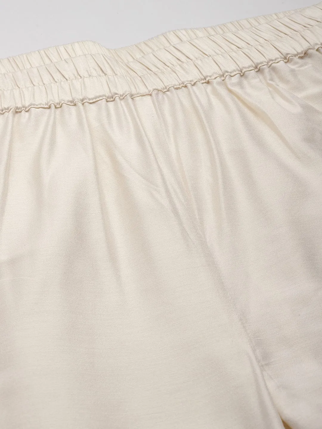 Varanga Women Off White Cotton Lace Embellished Bottom