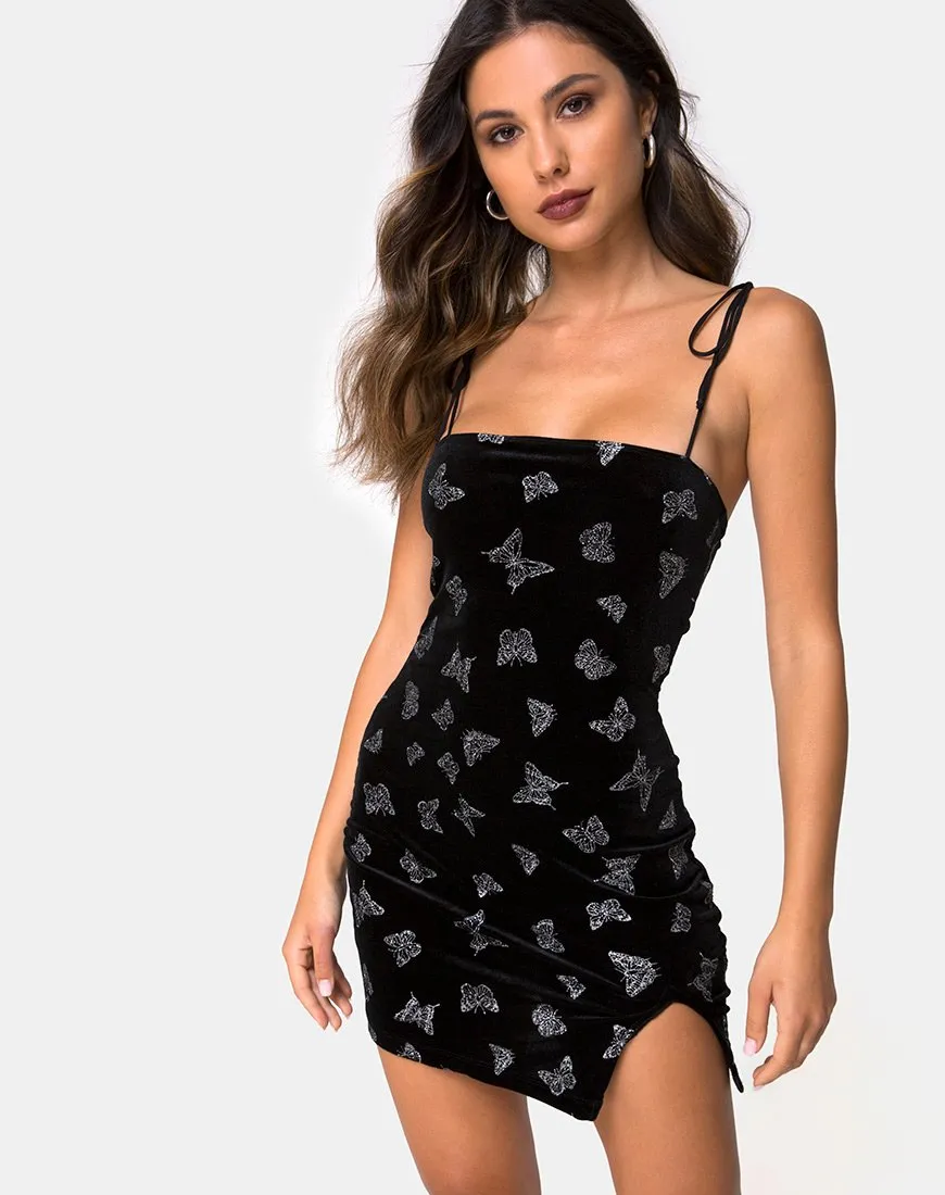 Verso Dress in Black with Glitter Butterfly