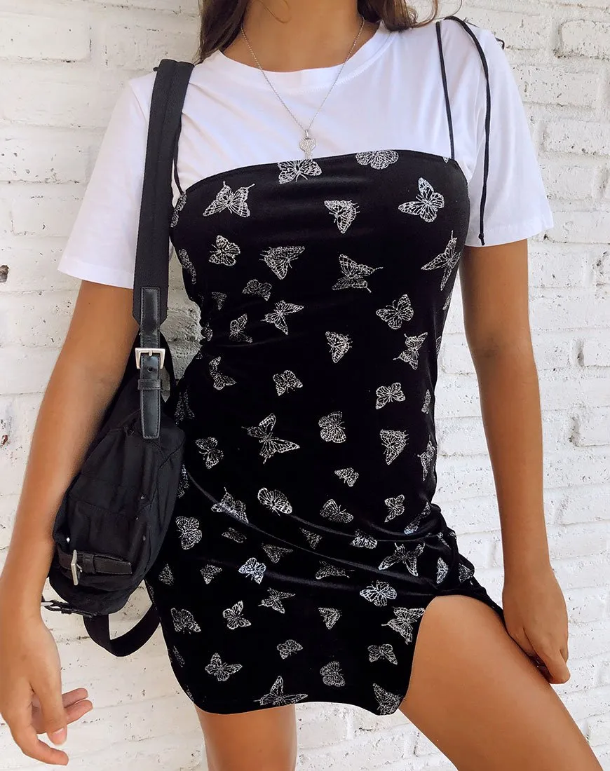 Verso Dress in Black with Glitter Butterfly