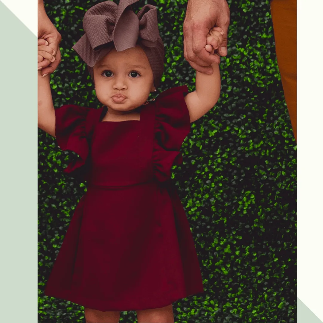 Victoria Ruffle Dress - Wine