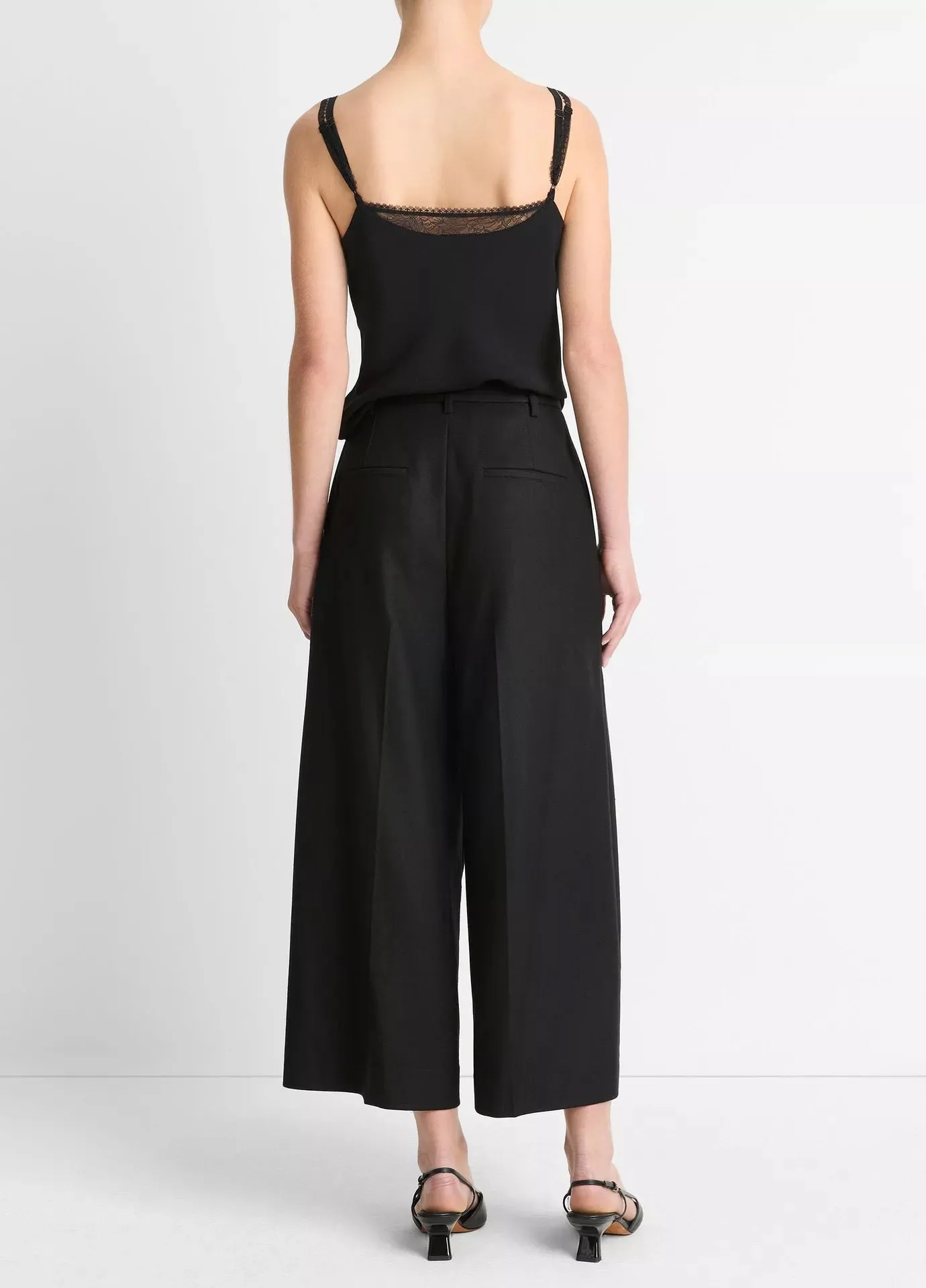 Vince Mid Rise Brushed Flannel Culotte Black