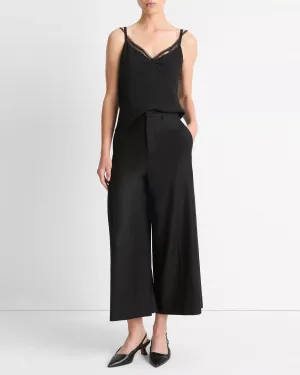 Vince Mid Rise Brushed Flannel Culotte Black