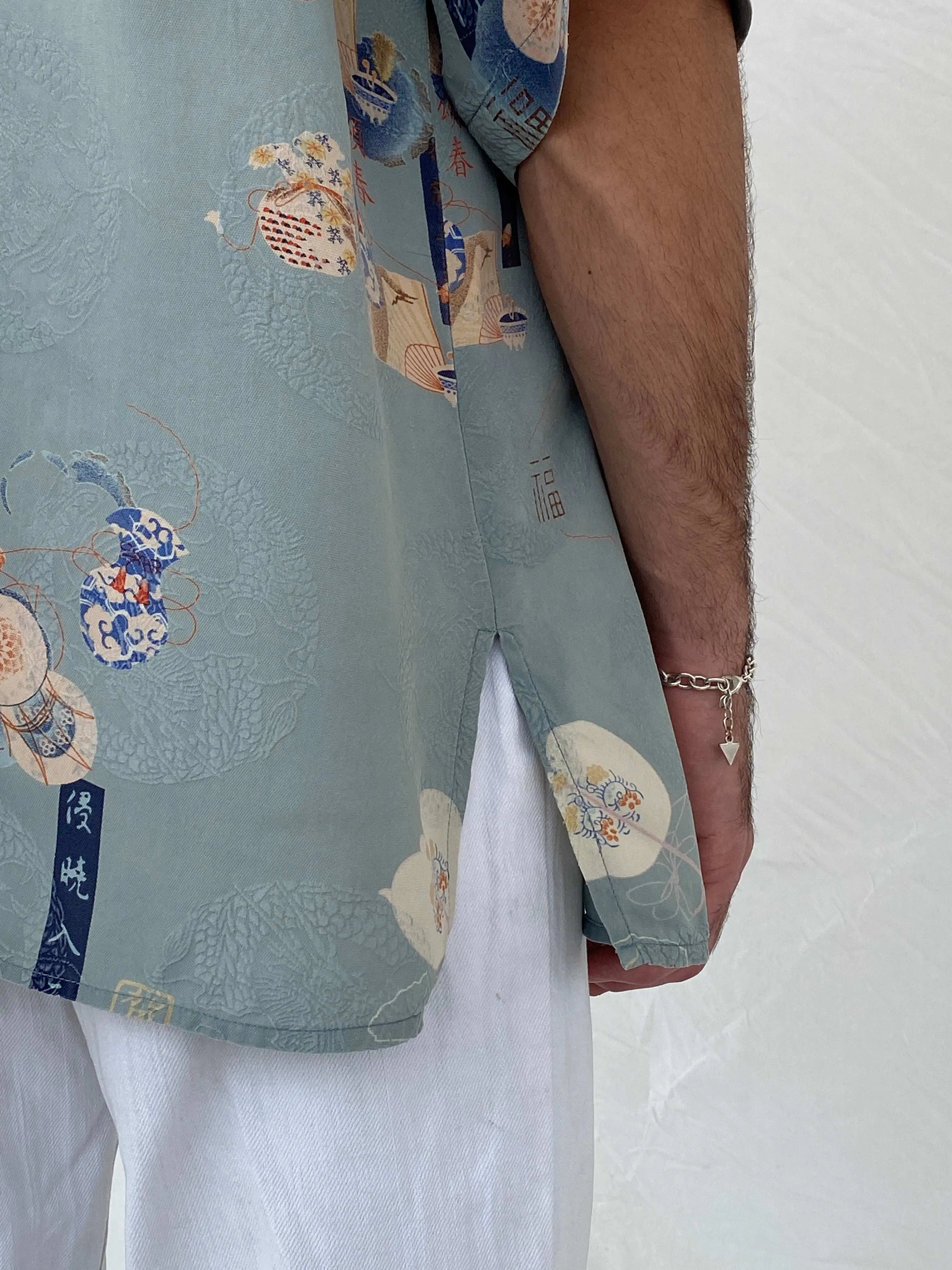 Vintage Citron Printed Silk Shirt - L