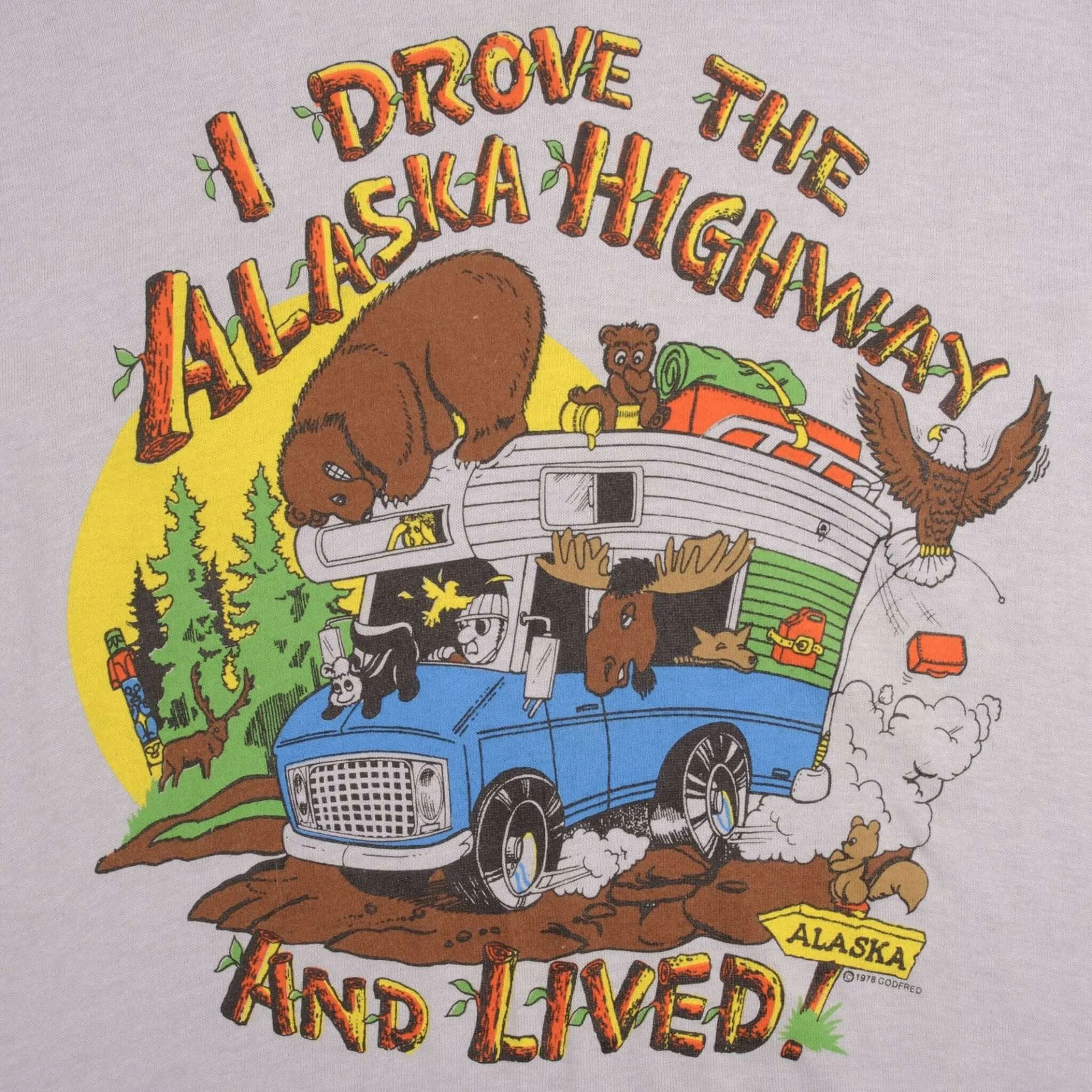 VINTAGE GRAPHIC TEE SHIRT ALASKA 1978 MEDIUM MADE IN USA NOS