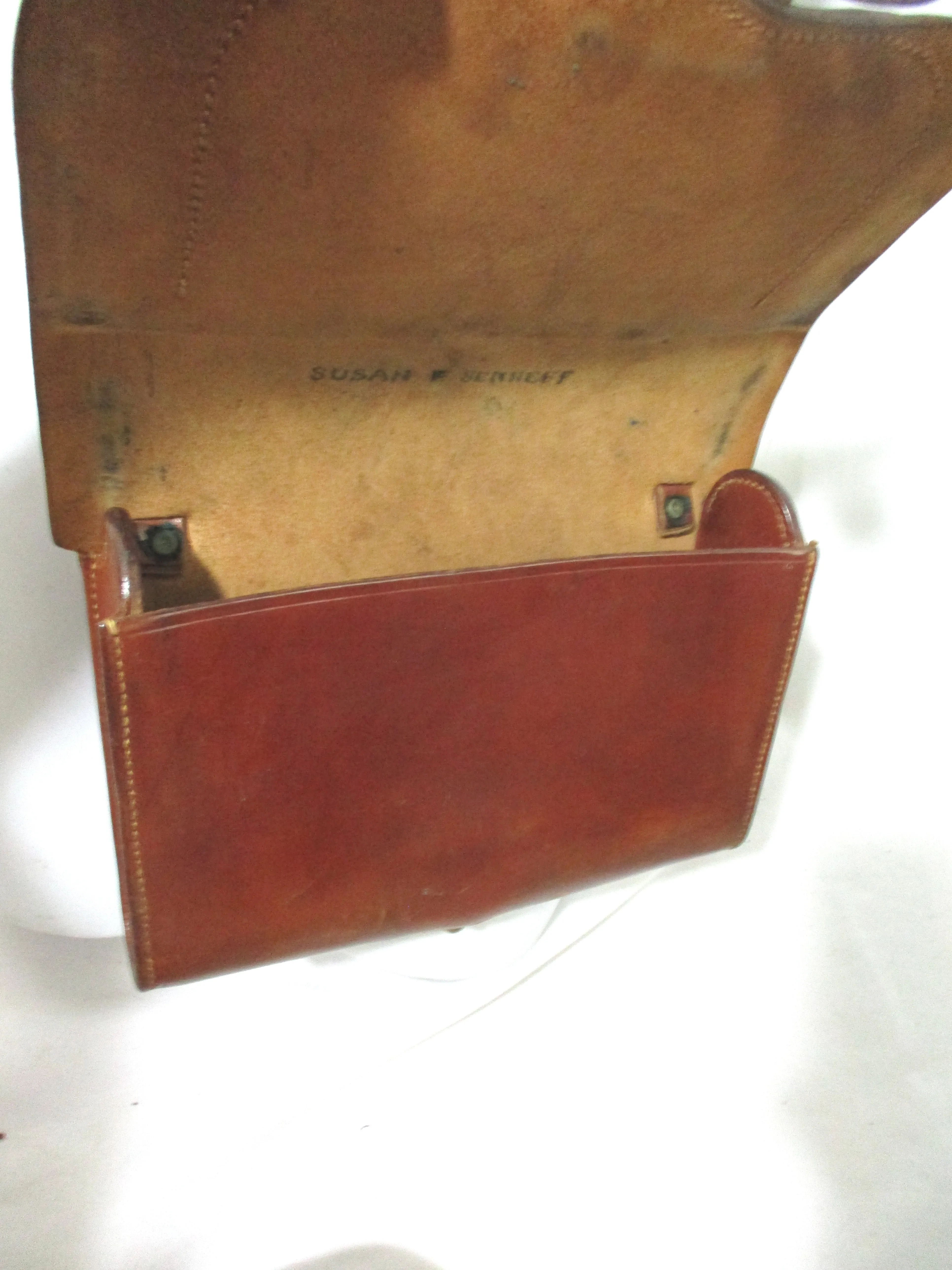 Vintage Leather BRASS EAGLE Crossbody Purse Satchel Flap Bag
