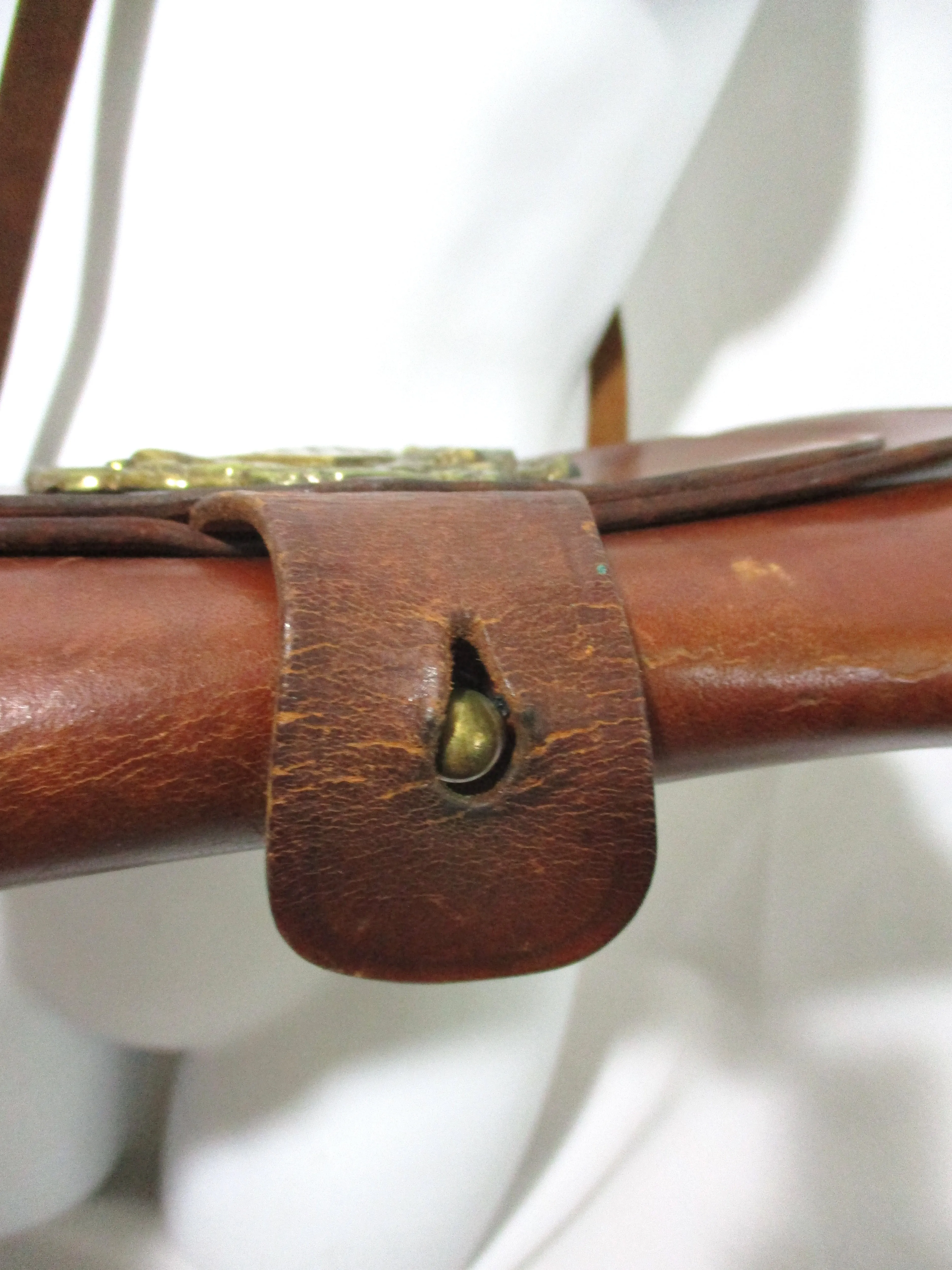 Vintage Leather BRASS EAGLE Crossbody Purse Satchel Flap Bag
