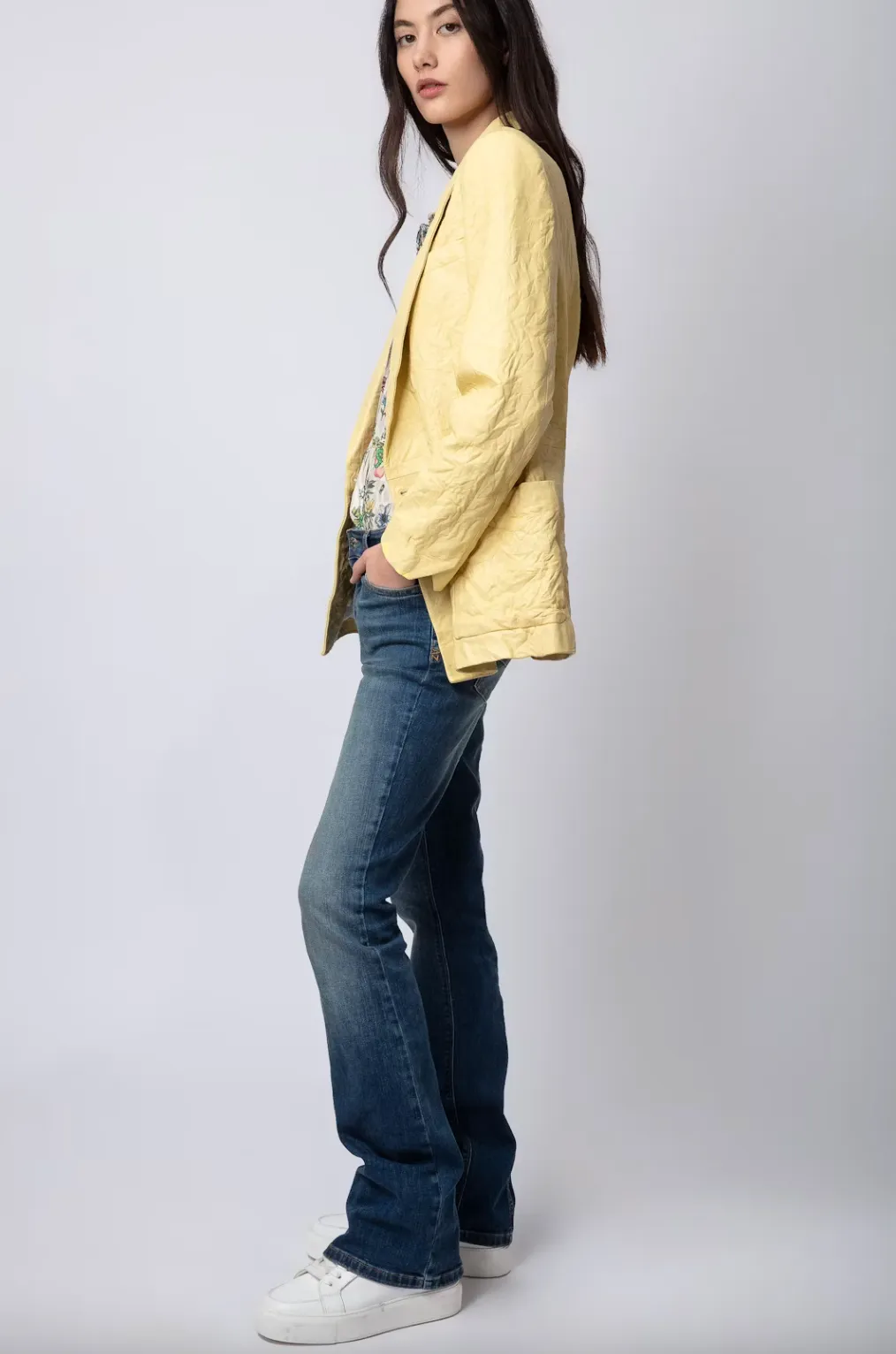 Visko Crinkled Leather Blazer - Shea