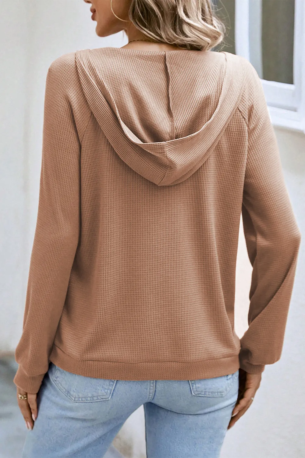 Waffle Half Zip Raglan Hoodie
