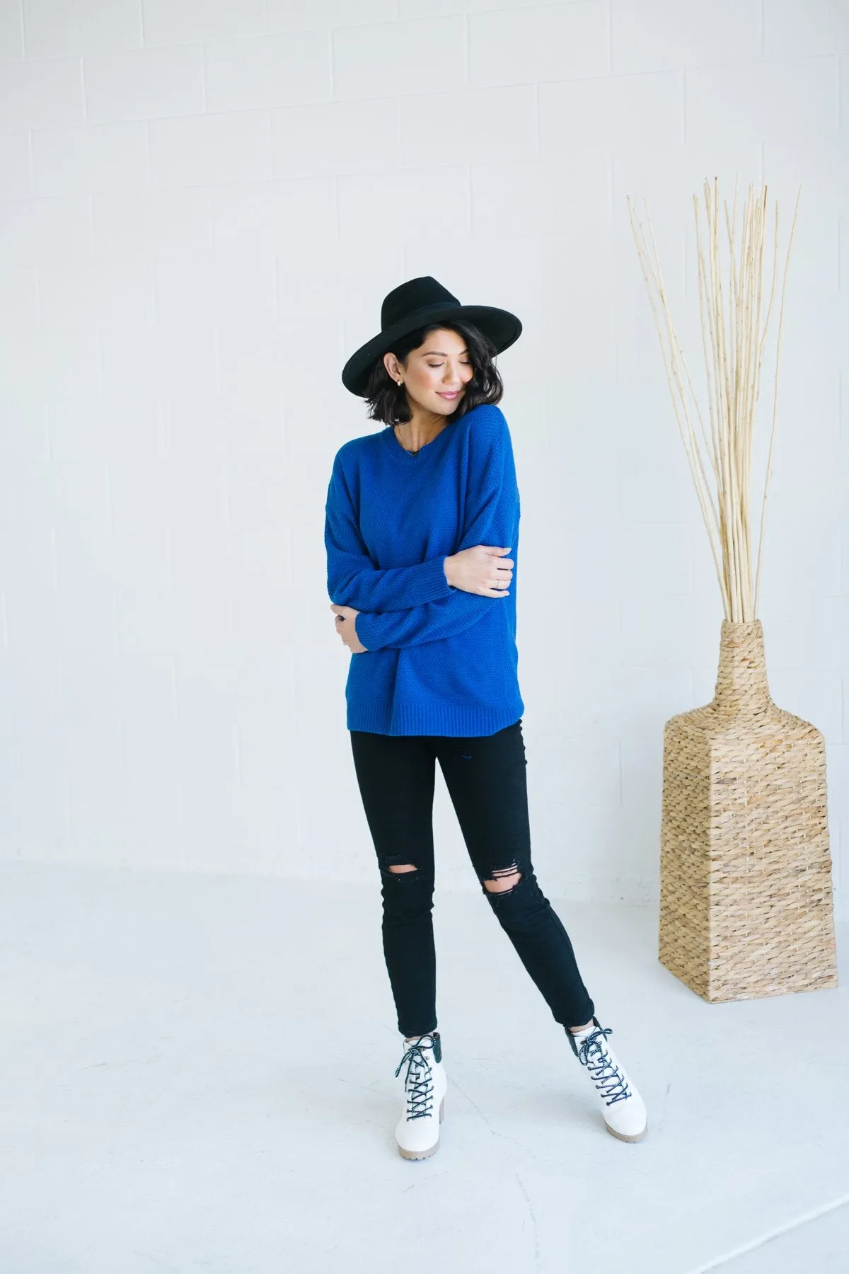 Waffle Knit Boyfriend Sweater