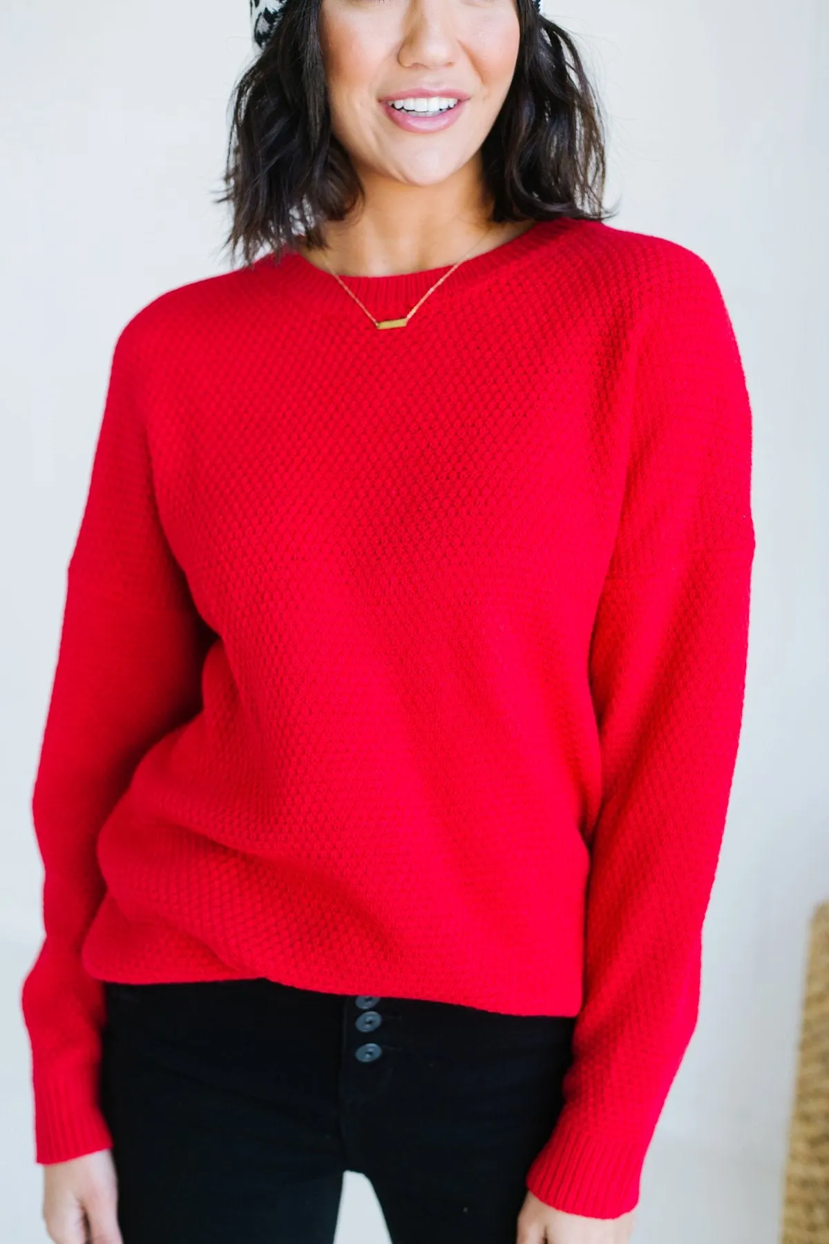 Waffle Knit Boyfriend Sweater