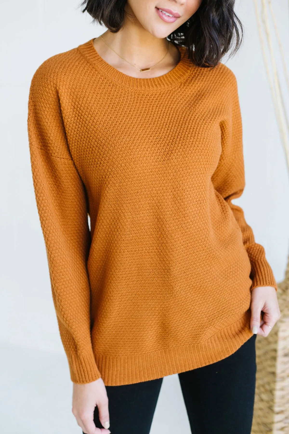 Waffle Knit Boyfriend Sweater