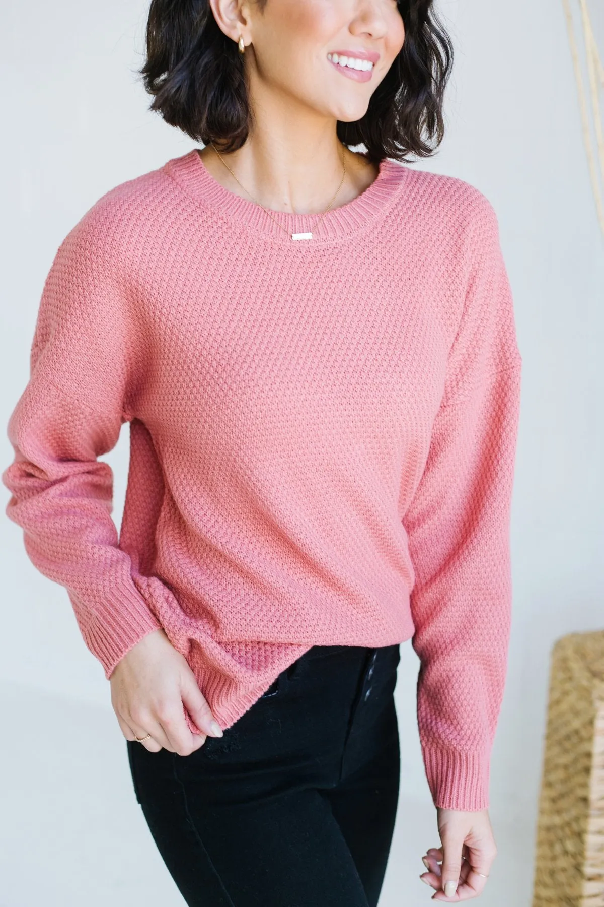 Waffle Knit Boyfriend Sweater