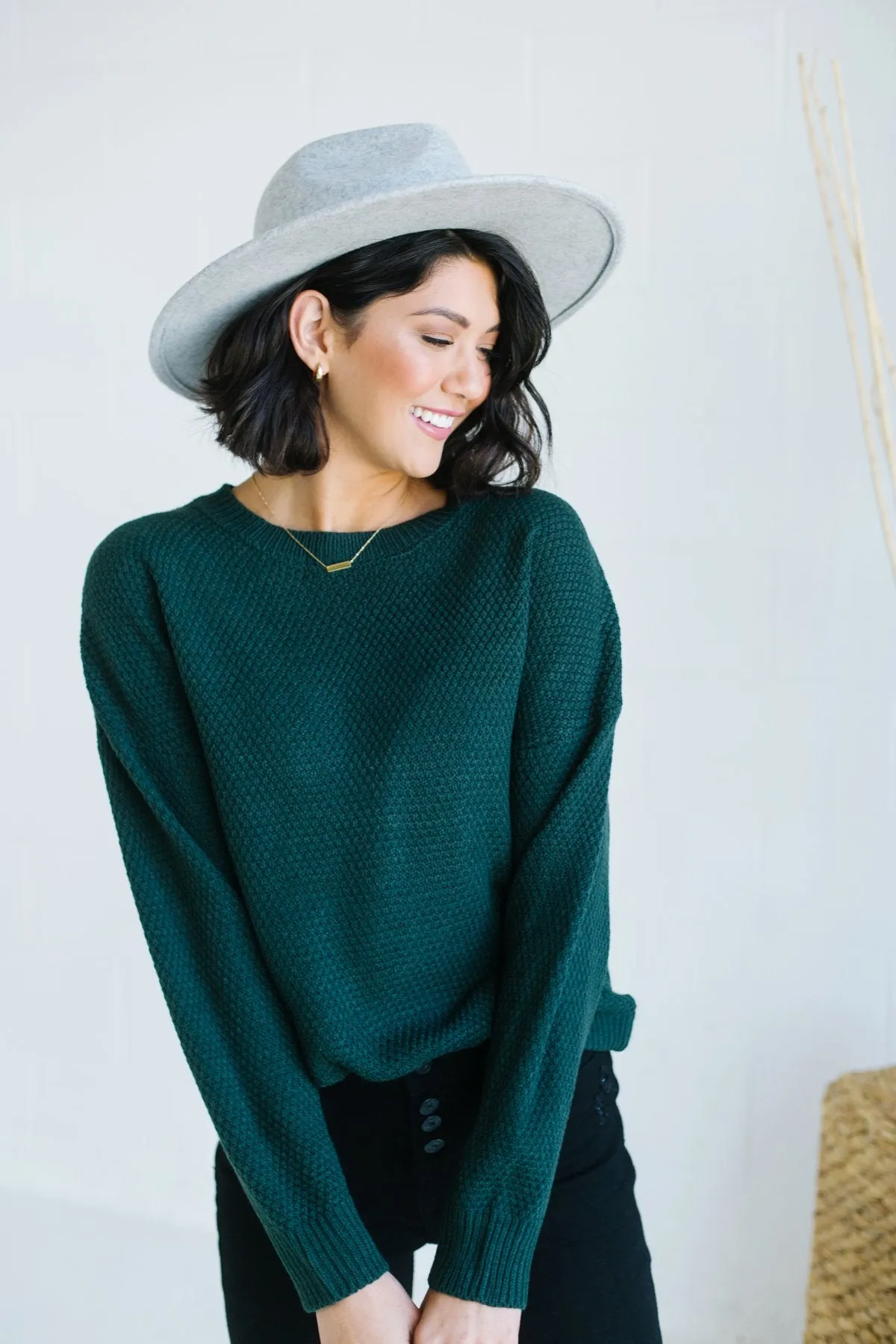 Waffle Knit Boyfriend Sweater