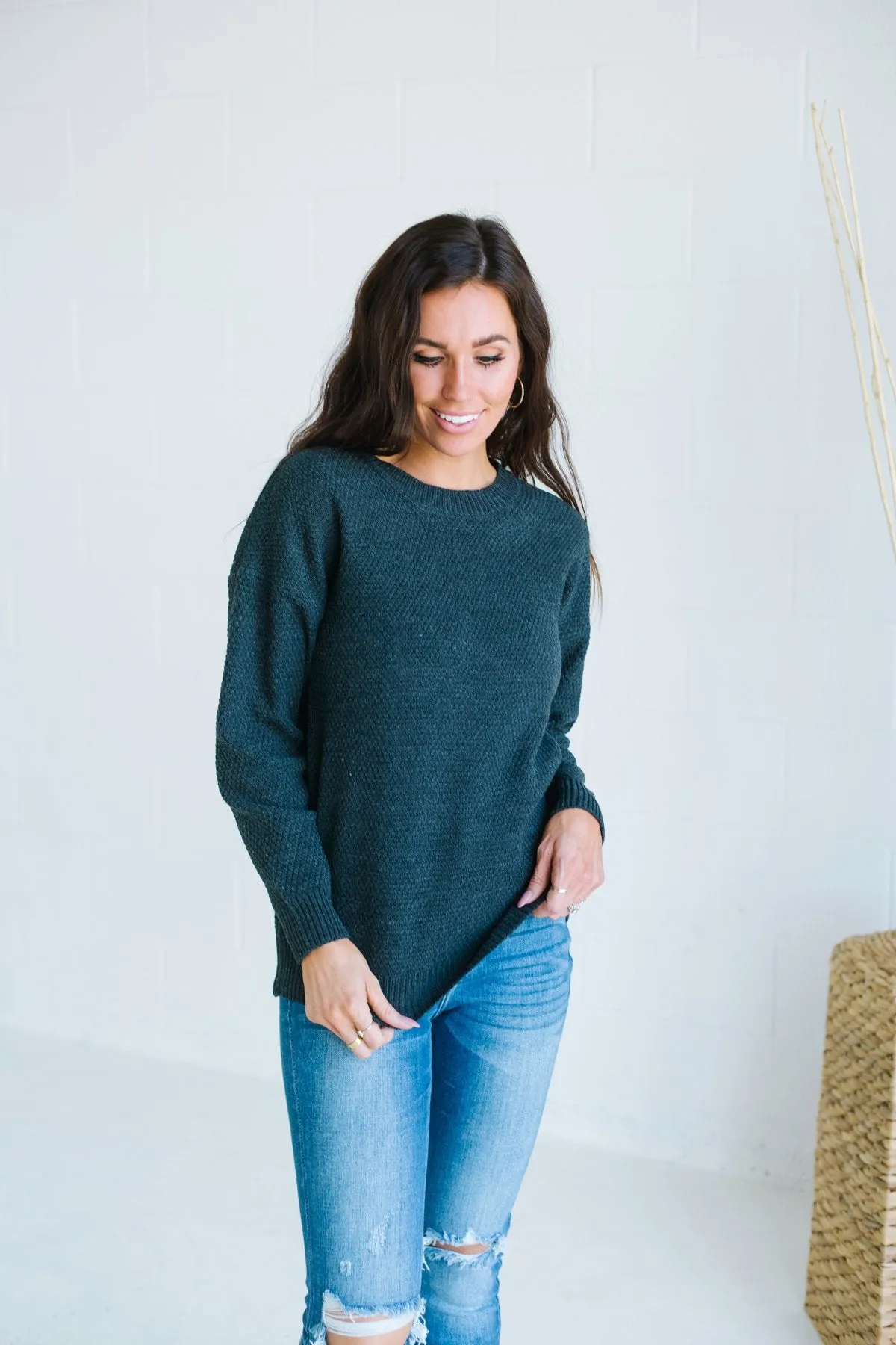 Waffle Knit Boyfriend Sweater