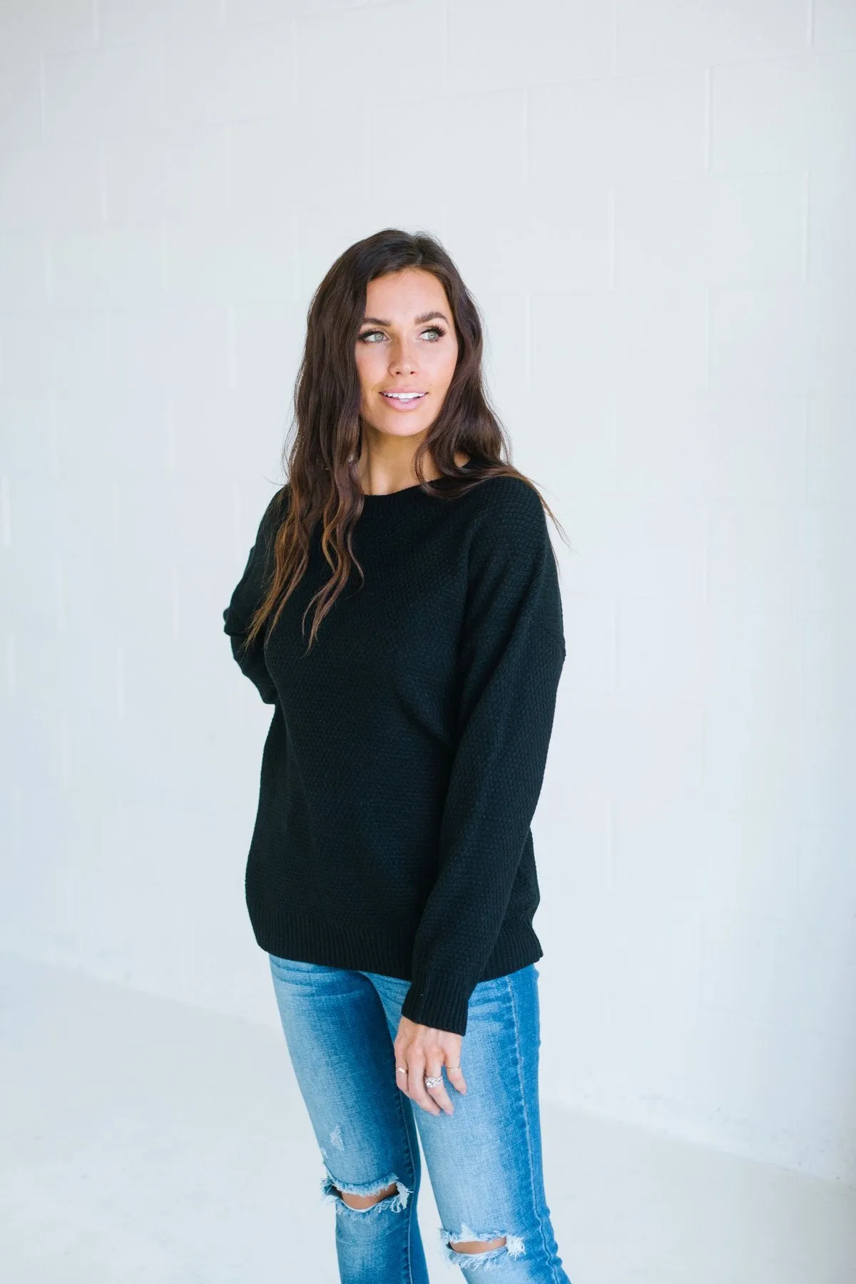 Waffle Knit Boyfriend Sweater