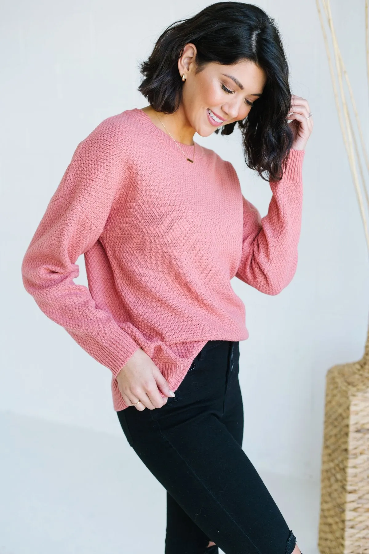 Waffle Knit Boyfriend Sweater