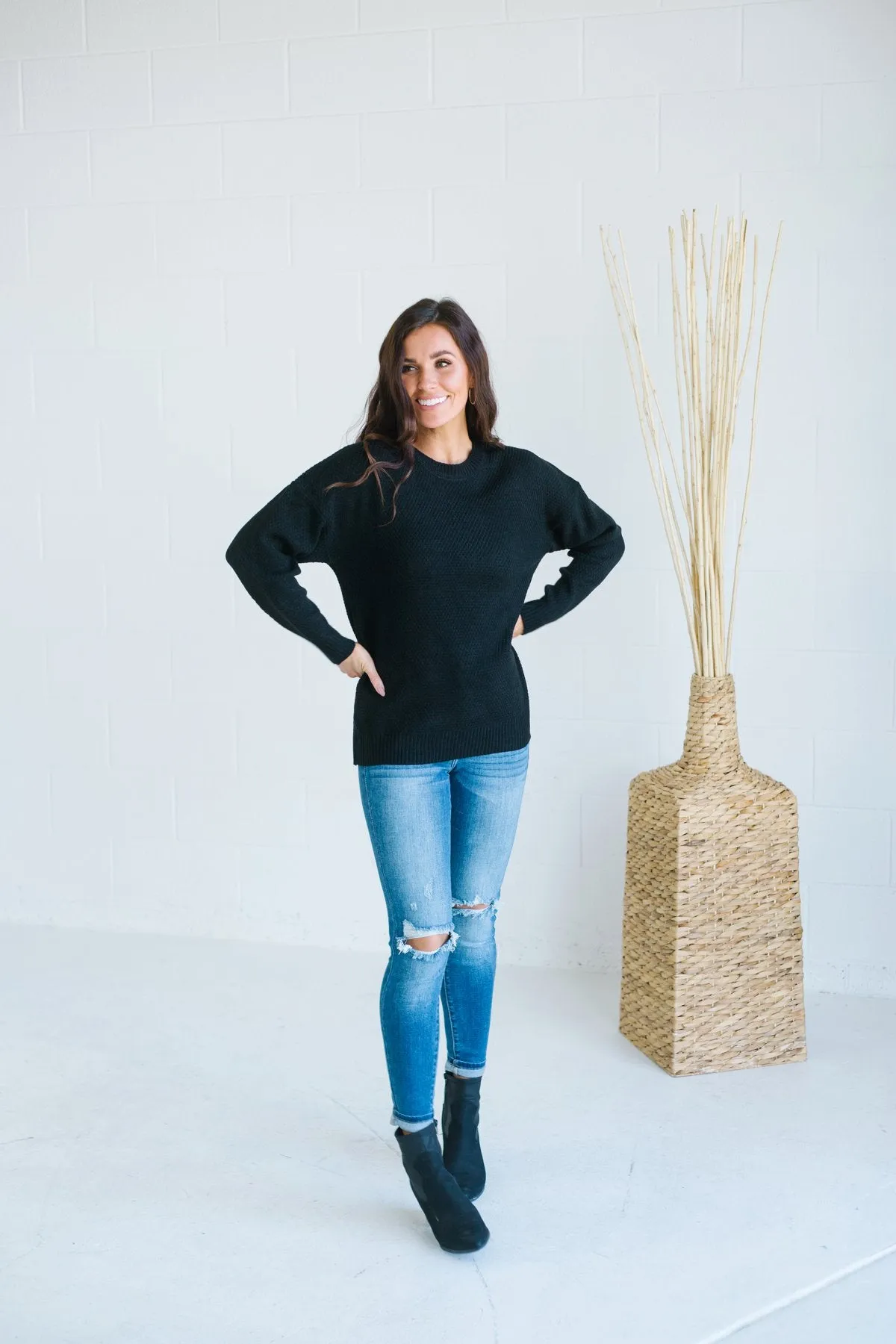 Waffle Knit Boyfriend Sweater