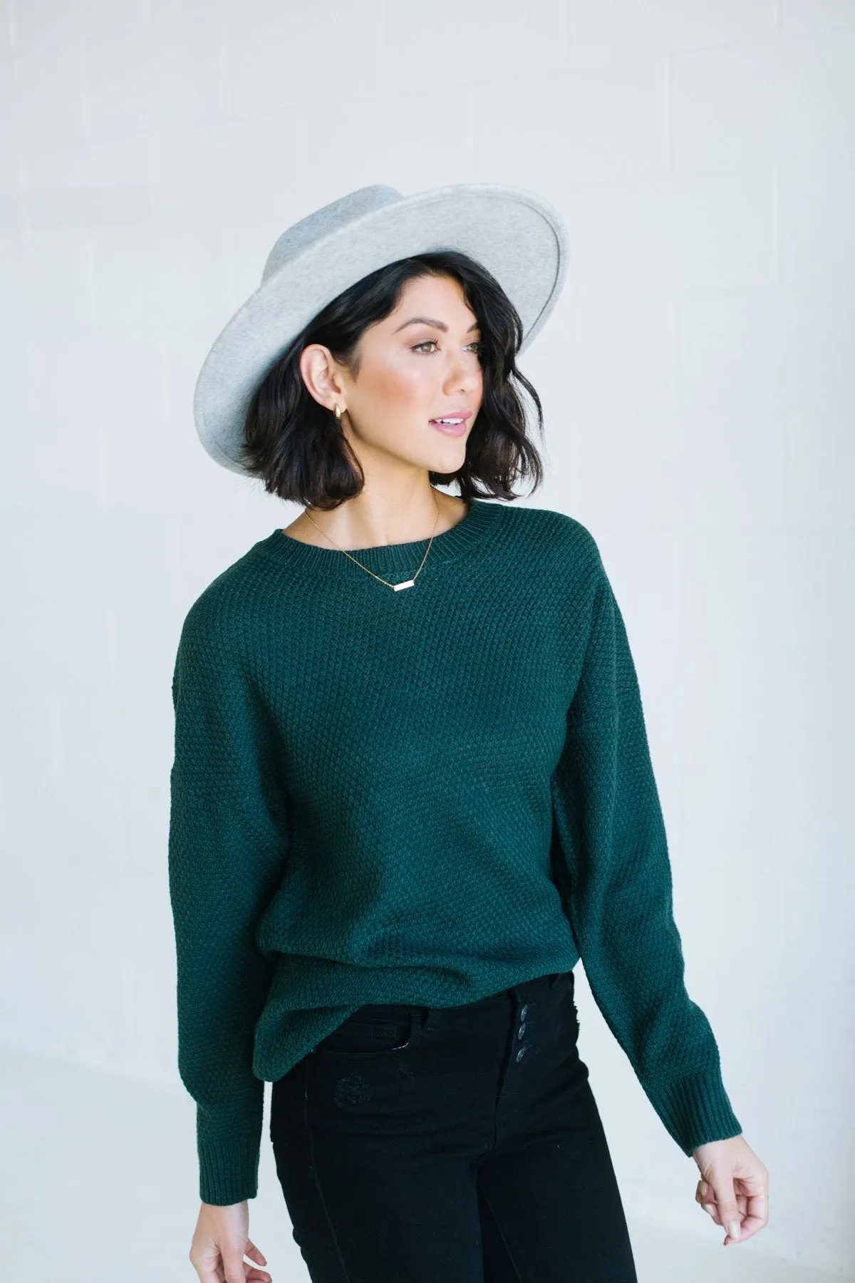 Waffle Knit Boyfriend Sweater