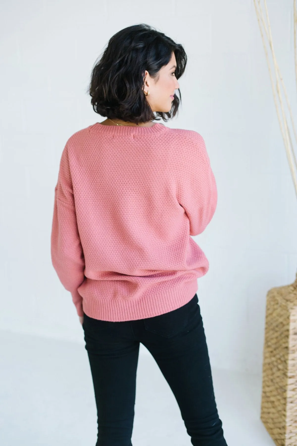 Waffle Knit Boyfriend Sweater