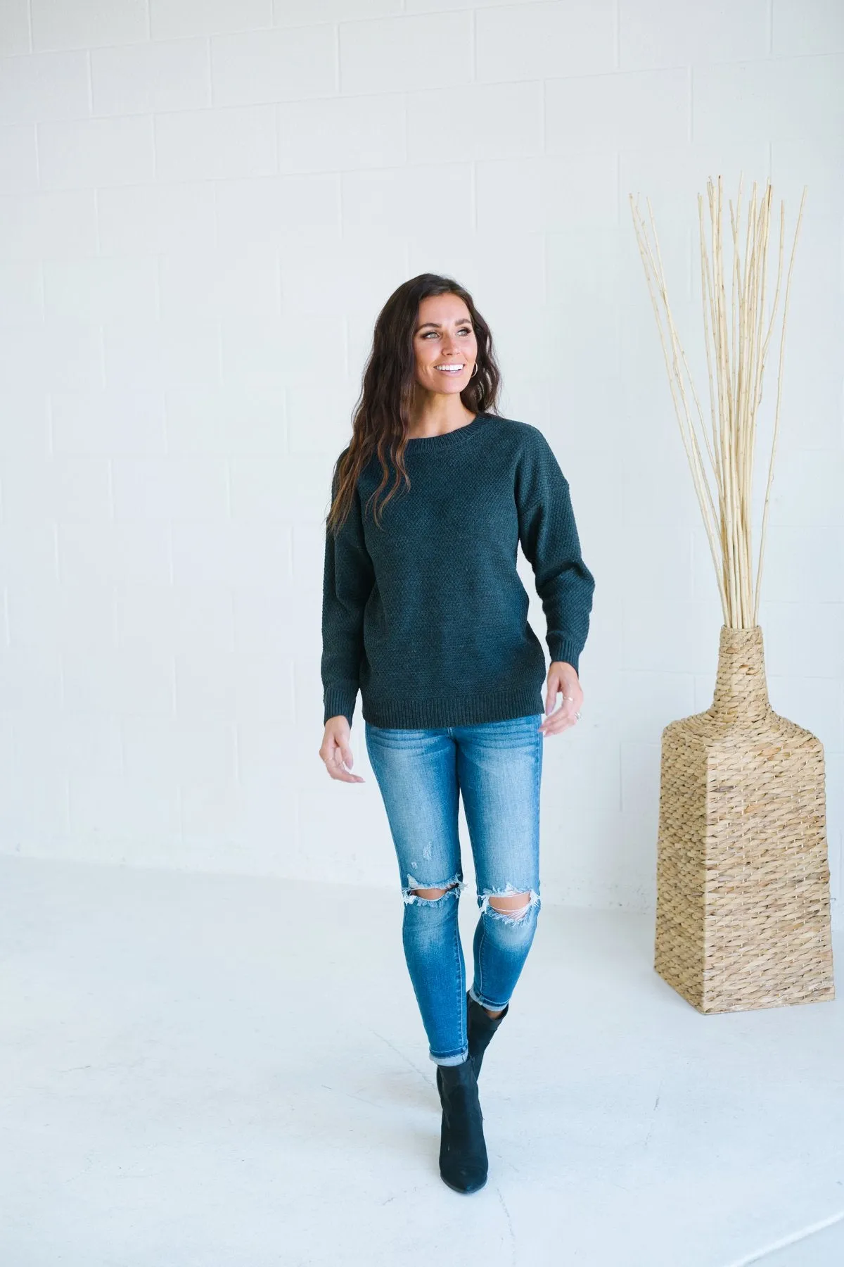 Waffle Knit Boyfriend Sweater