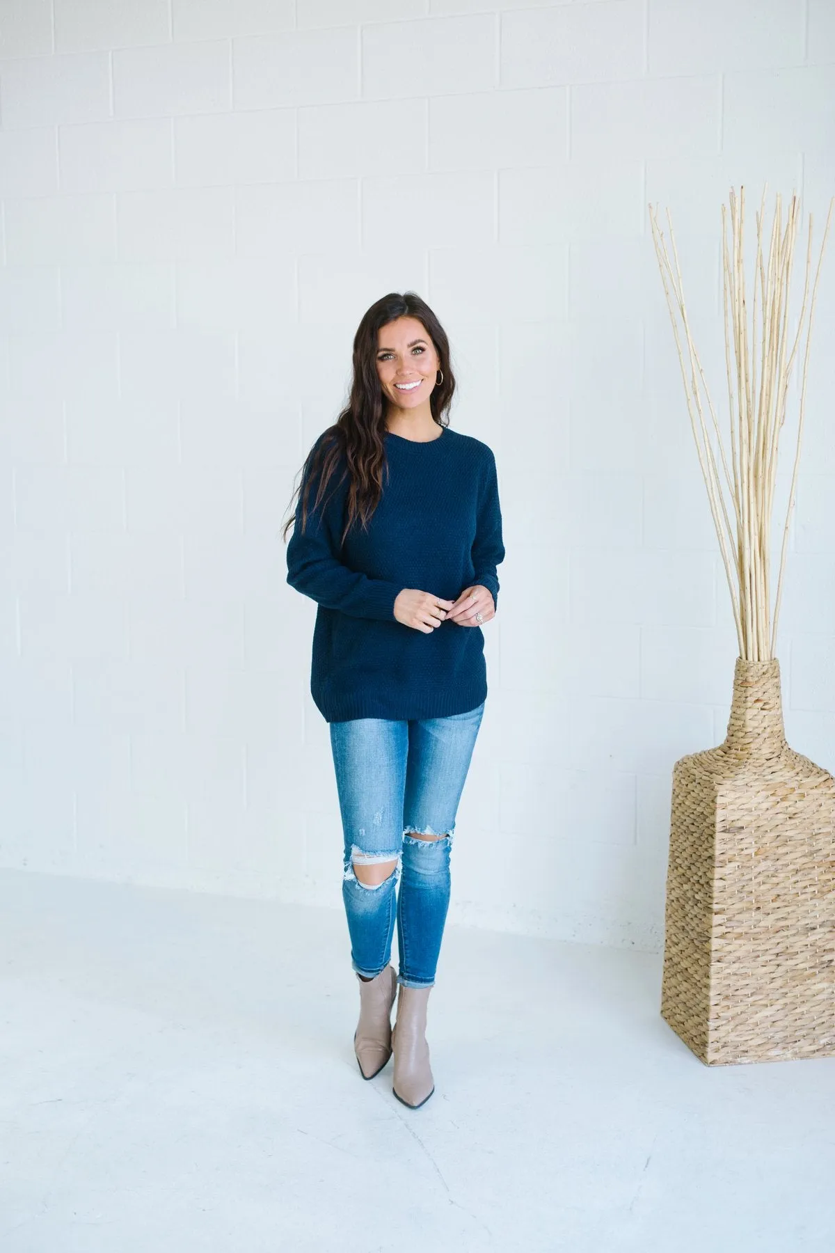 Waffle Knit Boyfriend Sweater