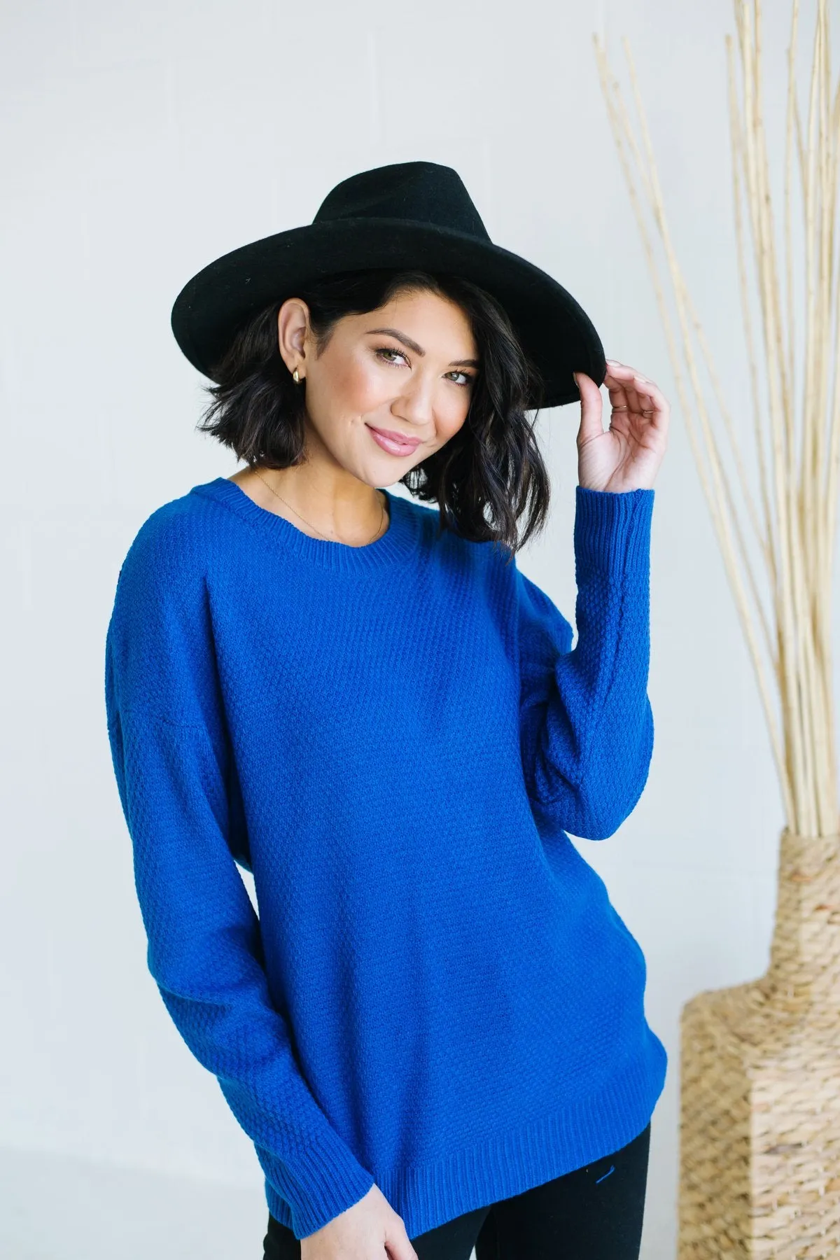 Waffle Knit Boyfriend Sweater