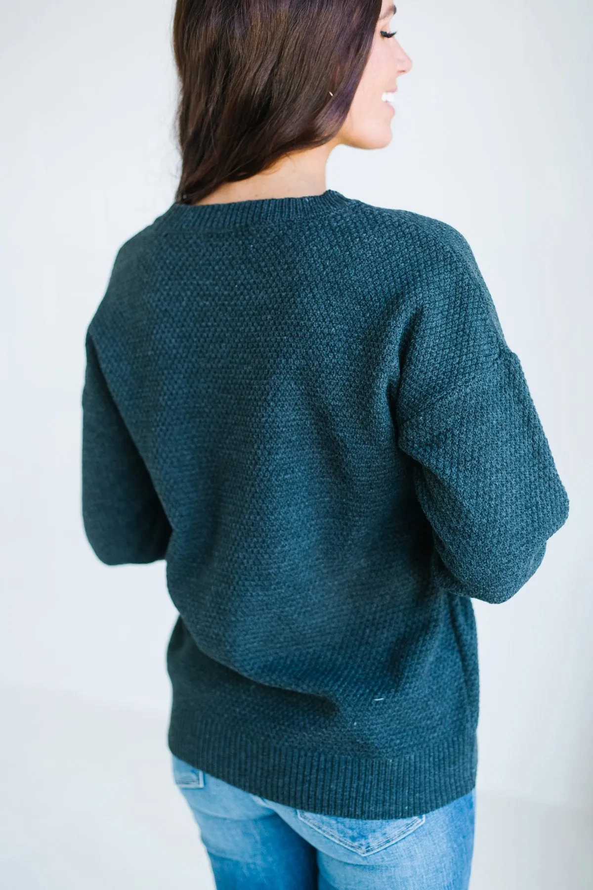 Waffle Knit Boyfriend Sweater