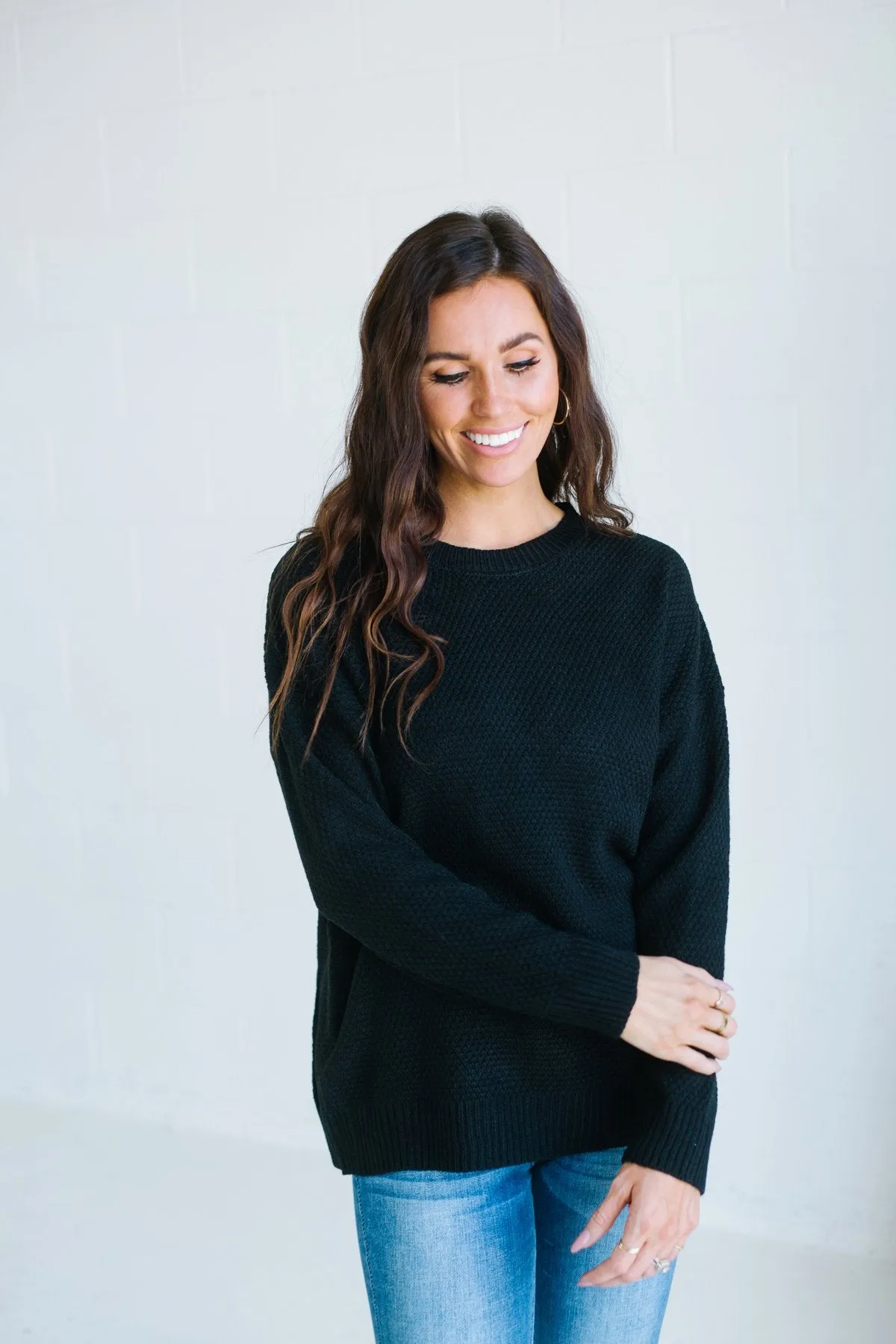 Waffle Knit Boyfriend Sweater