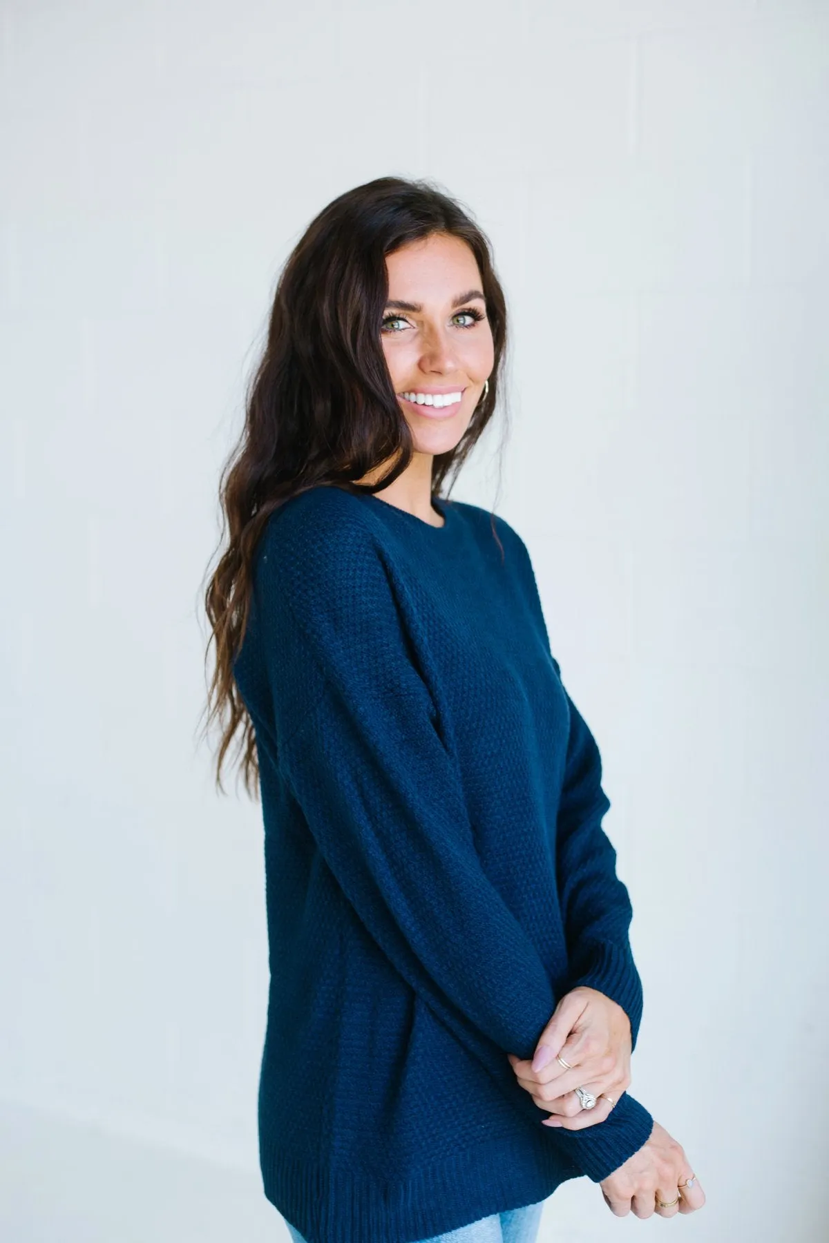 Waffle Knit Boyfriend Sweater