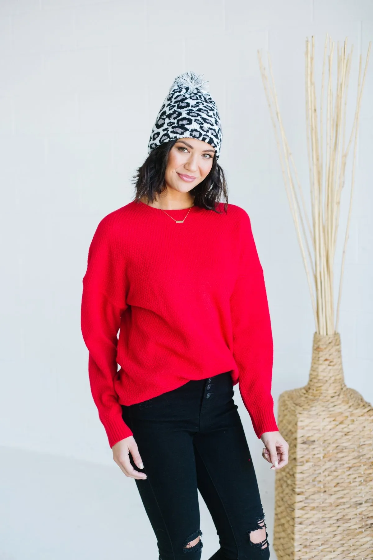Waffle Knit Boyfriend Sweater